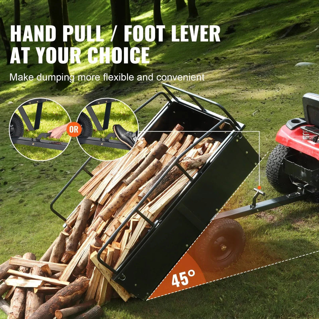 Remolque utilitario volquete VEVOR para ATV – 680 kg, 425 L – acero resistente con barandillas removibles