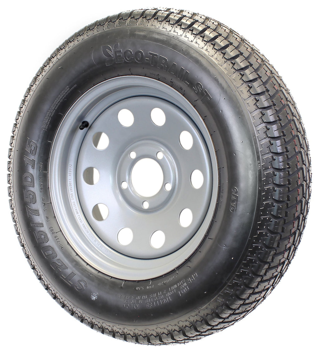 2025 Neumático para remolque montado en llanta – ST205/75D15 F78-15 205/75-15 LRC, rueda de 5 agujeros, color plata