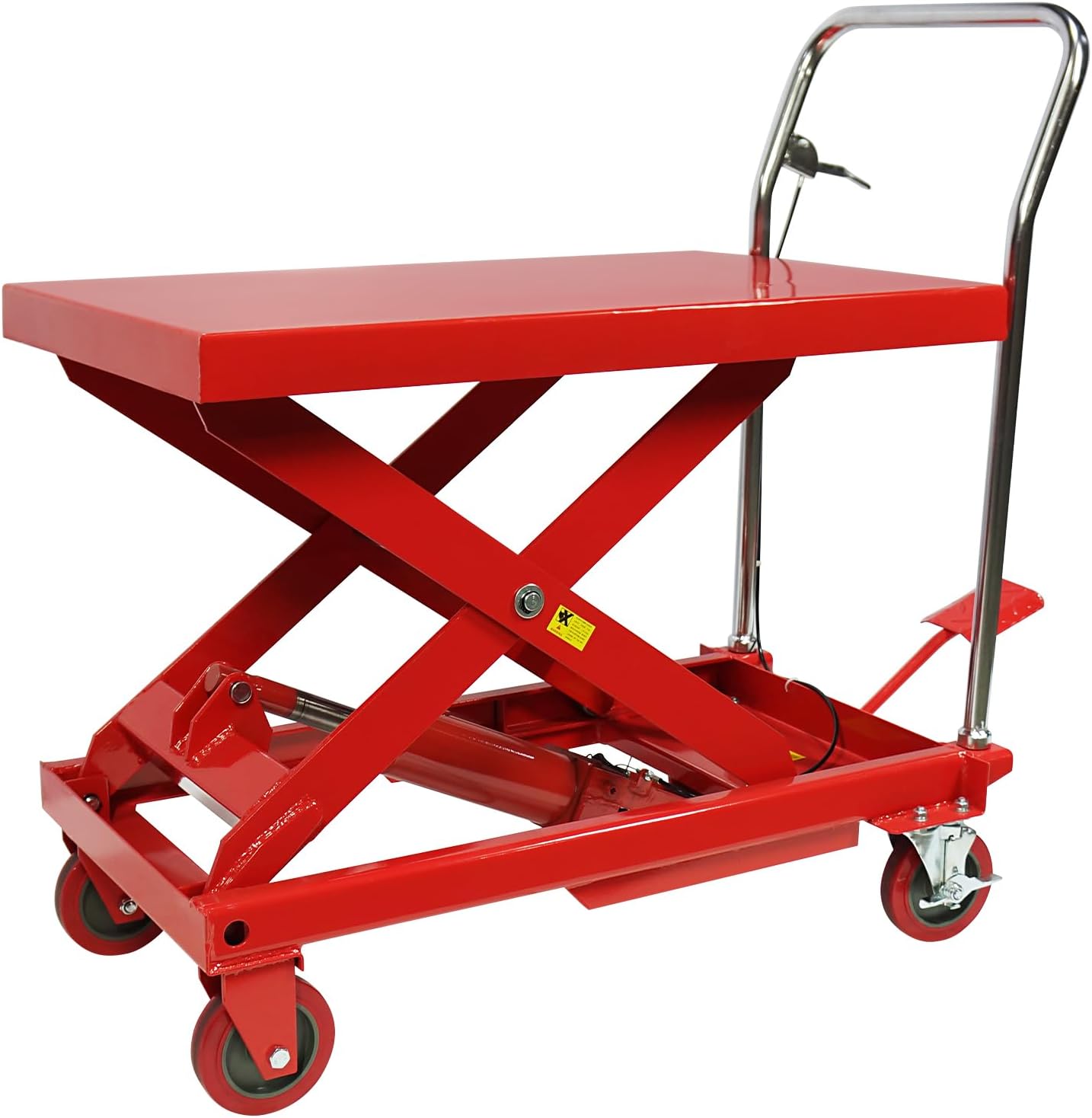 2025 Mesa elevadora hidráulica de tijera doble, capacidad 500 lbs, altura de elevación 30", carrito con 4 ruedas y base antideslizante, para manipulación y transporte de materiales