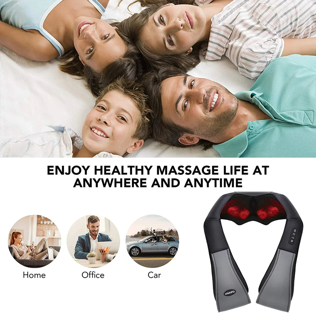 2025 Naipo MGS-801 – Masajeador Shiatsu 3D para Espalda y Cuello con Calor, Masaje Profundo de Amasamiento para Espalda, Hombros, Pies y Piernas (Gris)