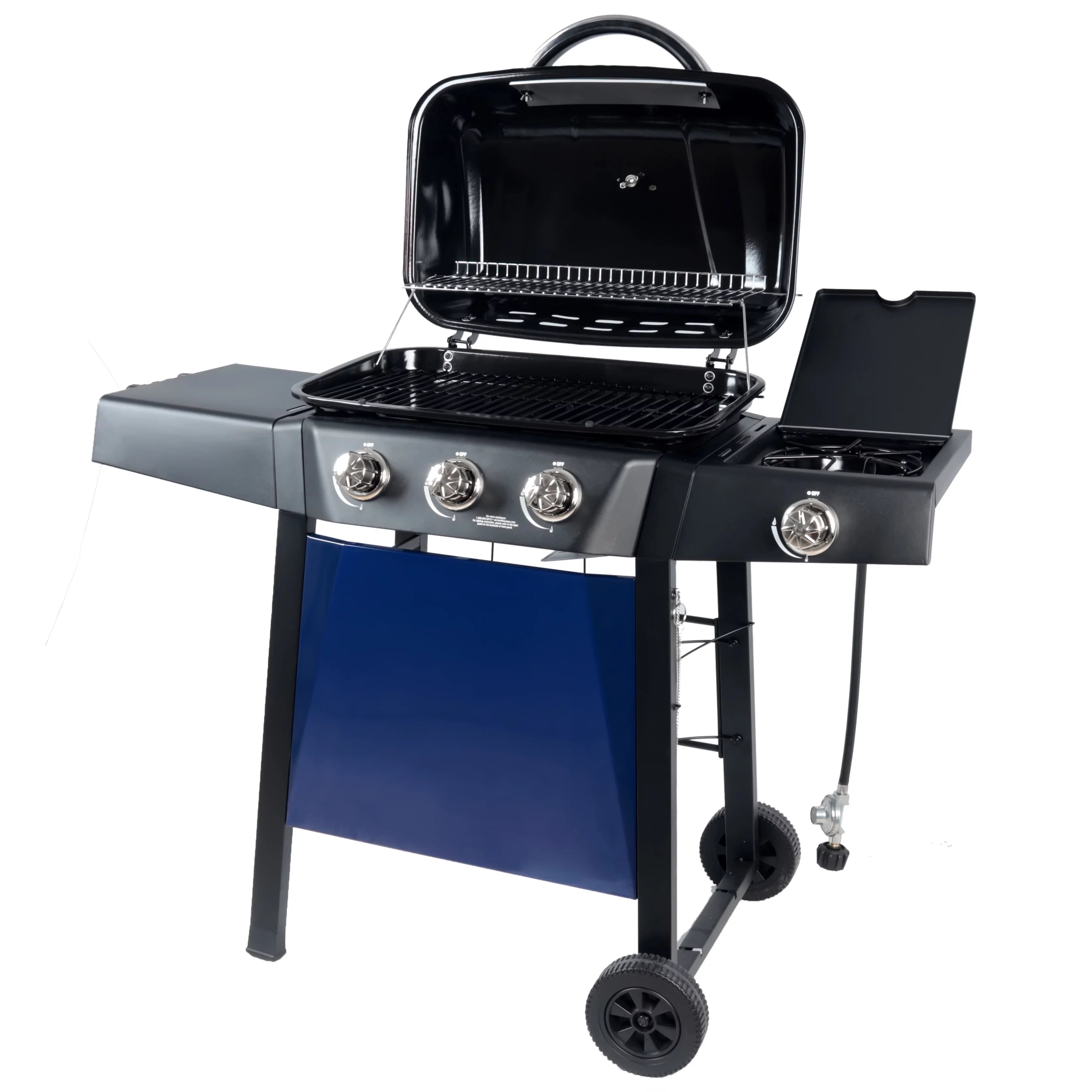 2025 Parrilla a gas RevoAce de 3 quemadores con quemador lateral, color azul zafiro, modelo GBC1729WBS, nueva