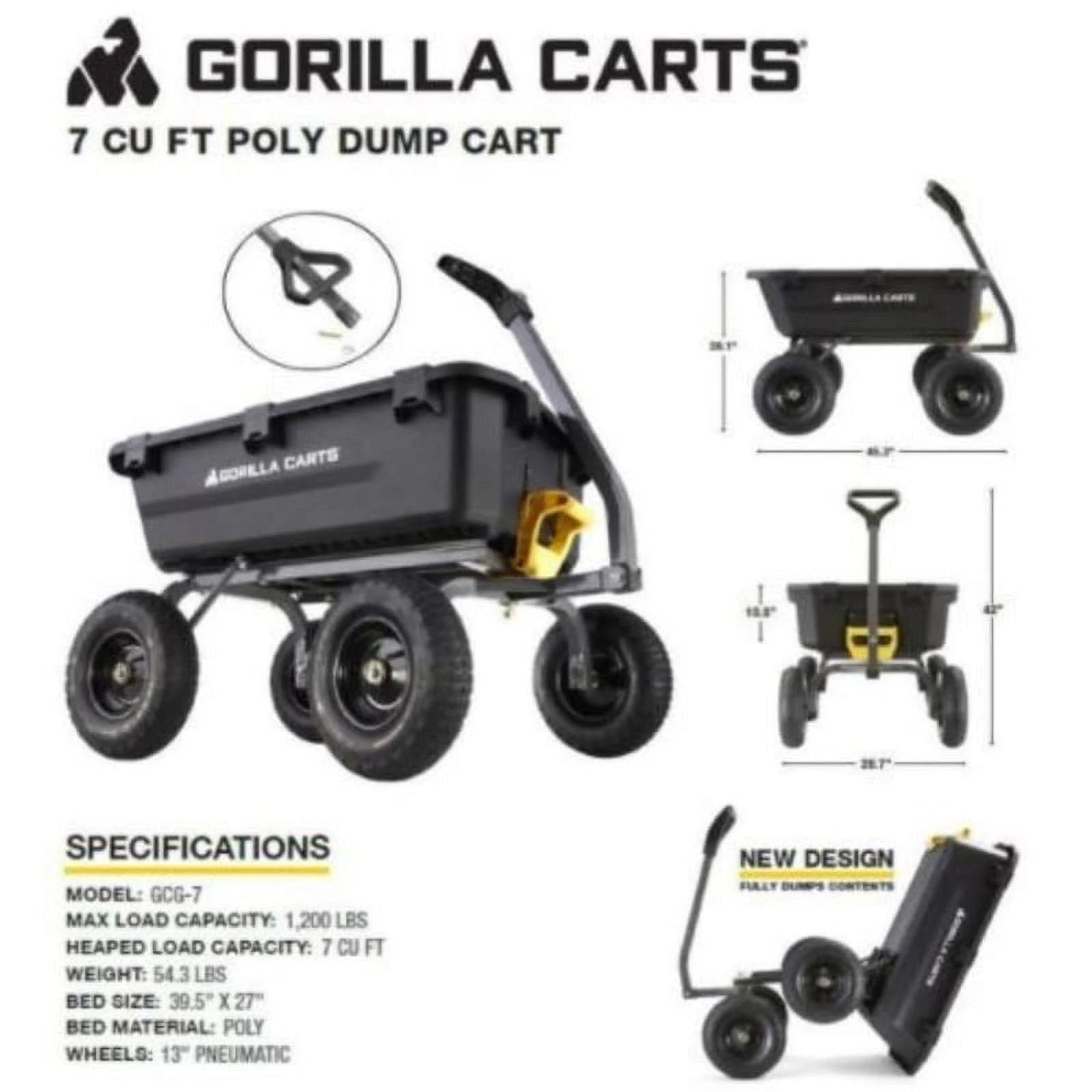 2025 Carro de Jardín de Polietileno Gorilla Carts 7 pi³ | Modelo GCG-7