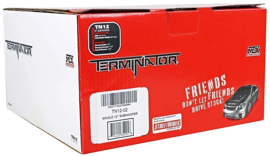 2025 Subwoofer para coche MTX Terminator TN12-02 de 12 pulgadas, 400 Watts, con caja estanca