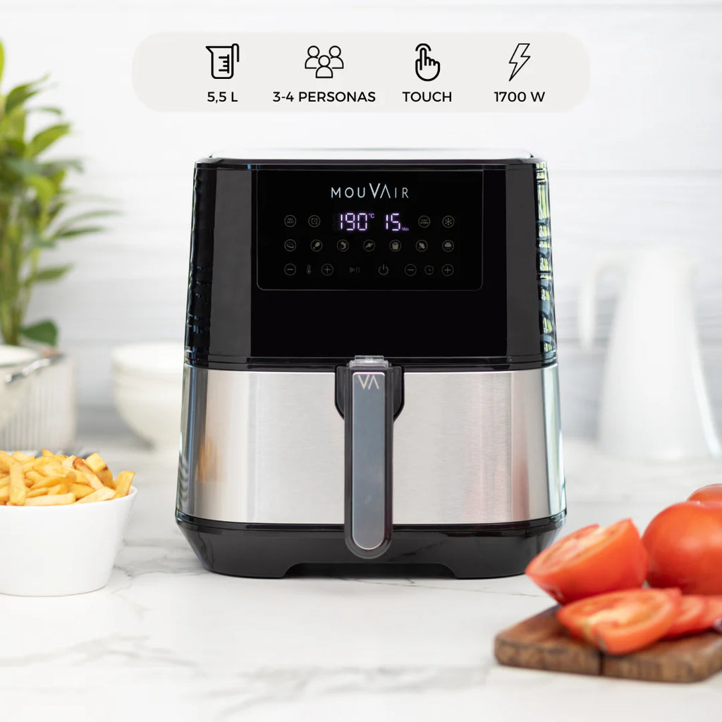 2025 Freidora De Aire Gourmet 5.5 Lts + Recetario Mouvair