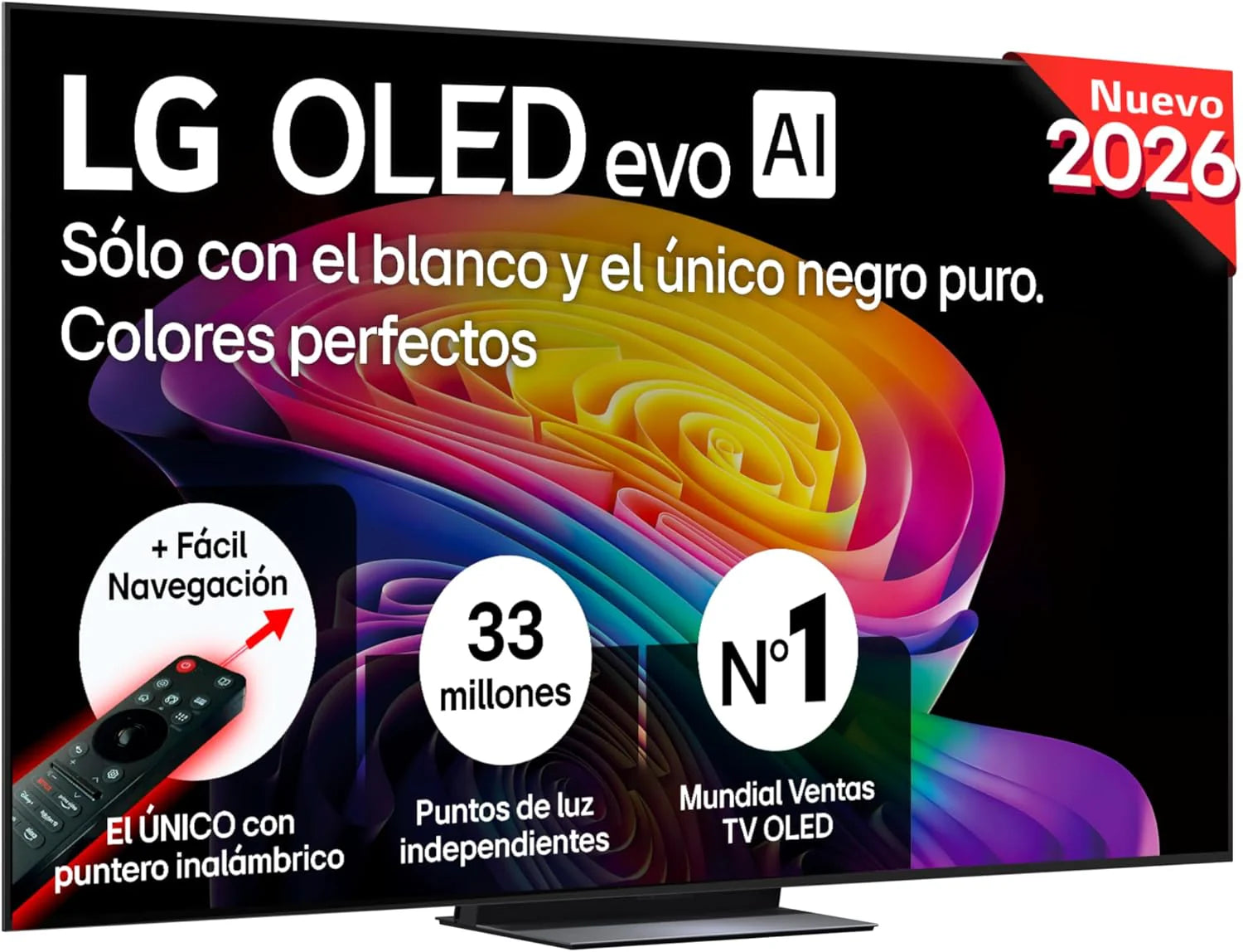 LG OLED65C54LA - TV 65", OLED EVO 4K, Smart TV AI C5, WebOS 25, Super Upscaling, Dolby Vision and Dolby Atmos, AMD FreeSync, Alexa/Google Assistant, Black