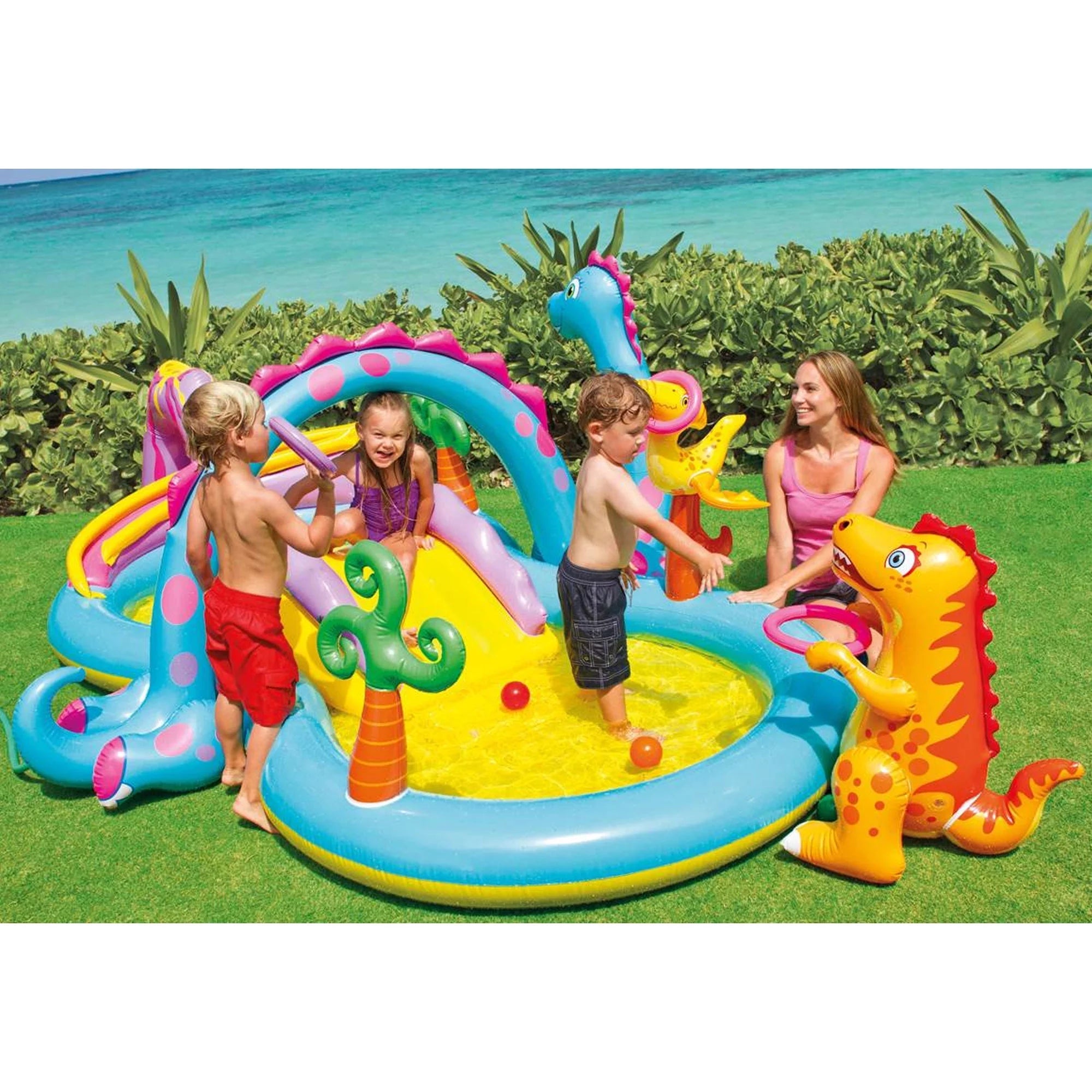 2025 Intex Dinoland Piscina Infantil Inflable y Piscina Infantil Ocean para Patio Trasero