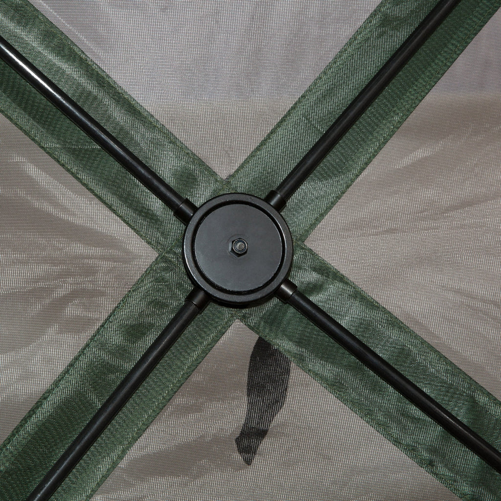 Carpa hexagonal Outsunny 3,6 m x 3,6 m con mosquitera – Pabellón plegable portátil con paredes de malla, bolsa de transporte y espacio sombreado, color verde