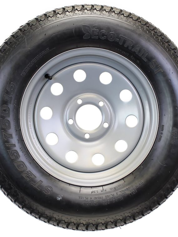 2025 Neumático para remolque montado en llanta – ST205/75D15 F78-15 205/75-15 LRC, rueda de 5 agujeros, color plata