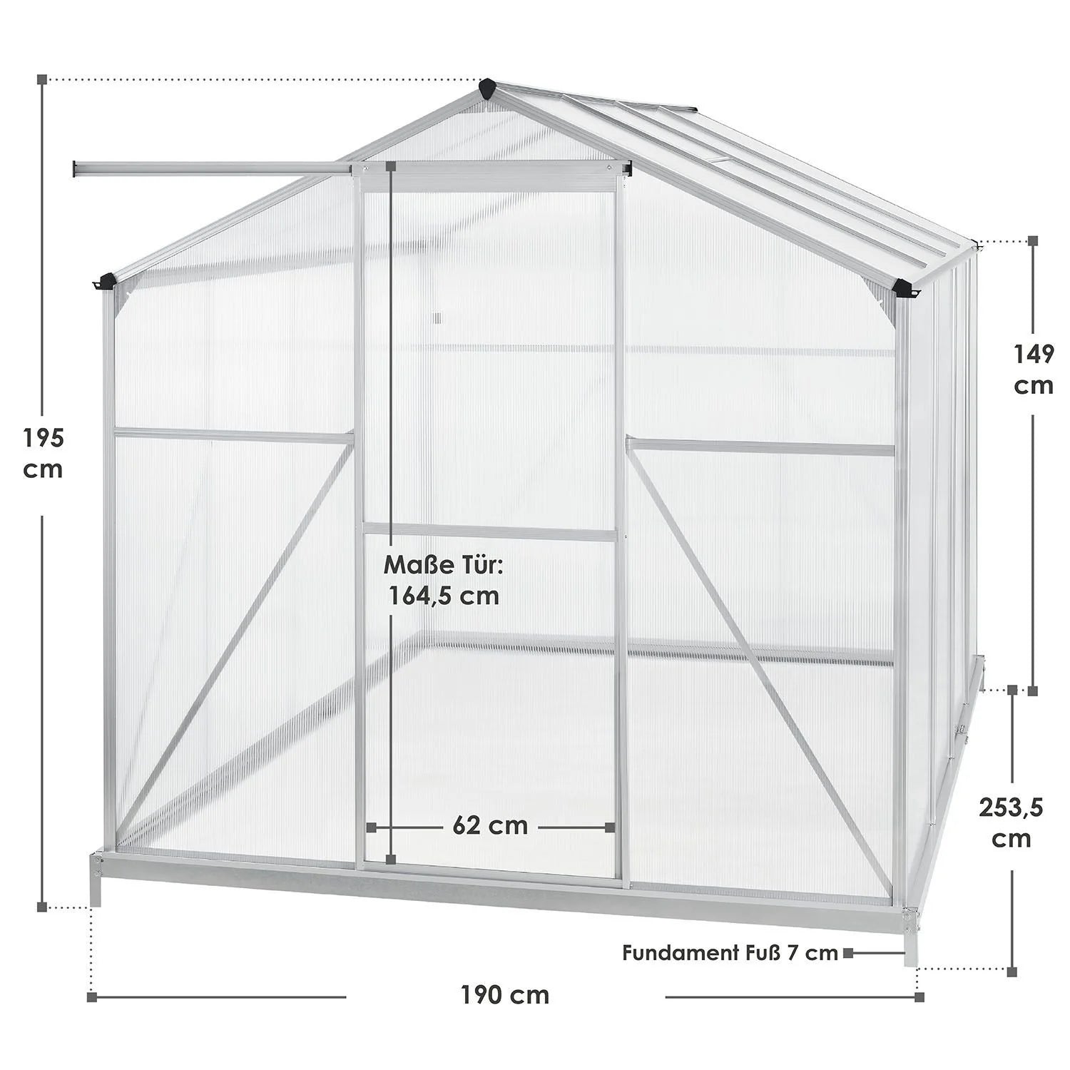 2025 Invernadero de jardín de aluminio con base – Ideal para frutas, verduras y resguardo invernal