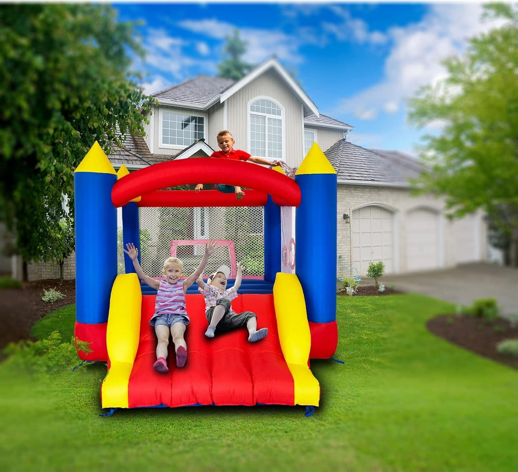 Ballsea Castillo Hinchable con Ventilador, Adecuado para niños de 3 a 10 años, para Interiores, cumpleaños Infantiles (488 x 223 x 220 cm)