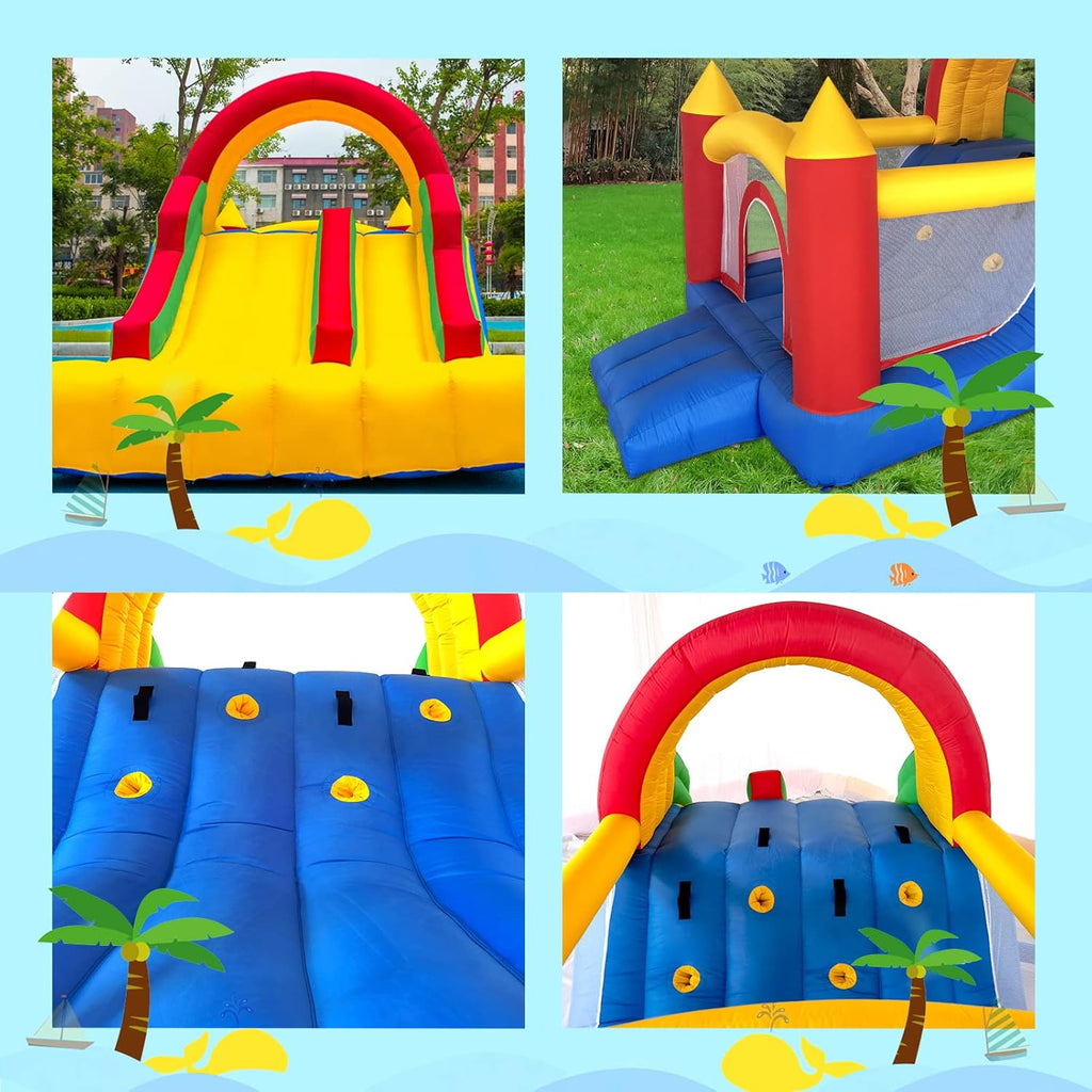 Ballsea Castillo Hinchable con Ventilador, Adecuado para niños de 3 a 10 años, para Interiores, cumpleaños Infantiles (488 x 223 x 220 cm)