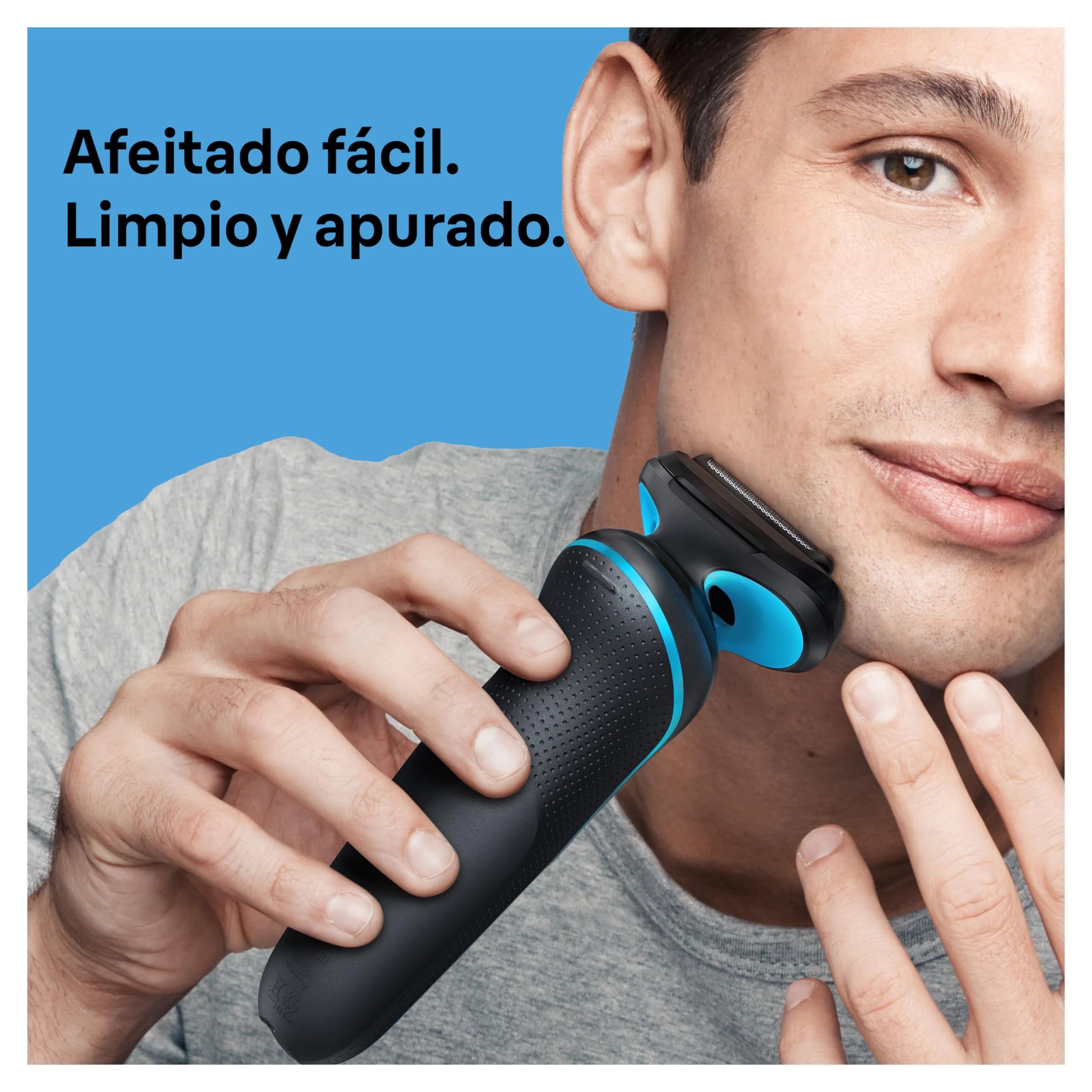Braun Series 5 Afeitadora Eléctrica Hombre, Máquina de Afeitar Barba con Cabezal y Cuchillas Flexibles, Accesorio Cortabarba Incluido y Base De Carga, Impermeable y Recargable, 51-M4500cs, Gris/Azul