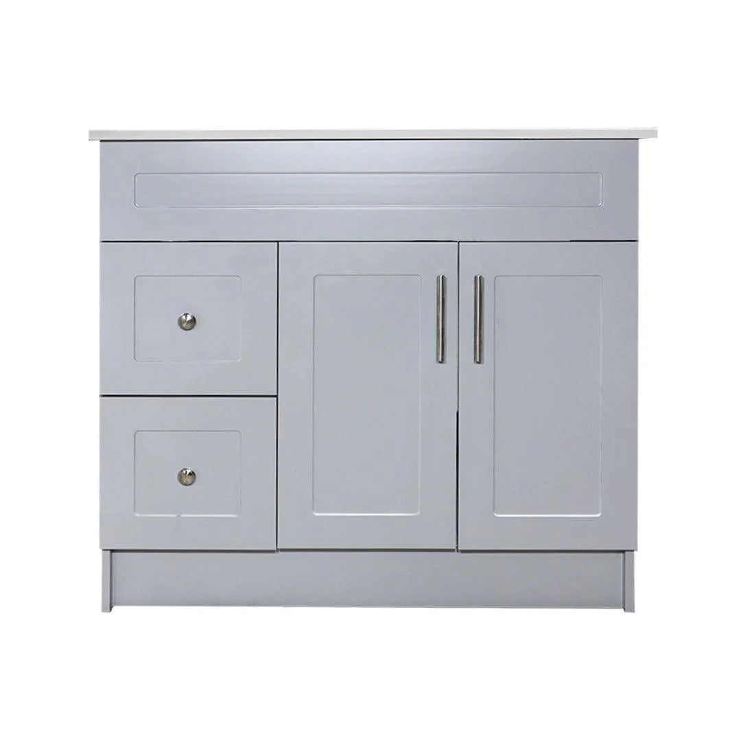Mueble de tocador de MDF gris de 36" con 2 cajones