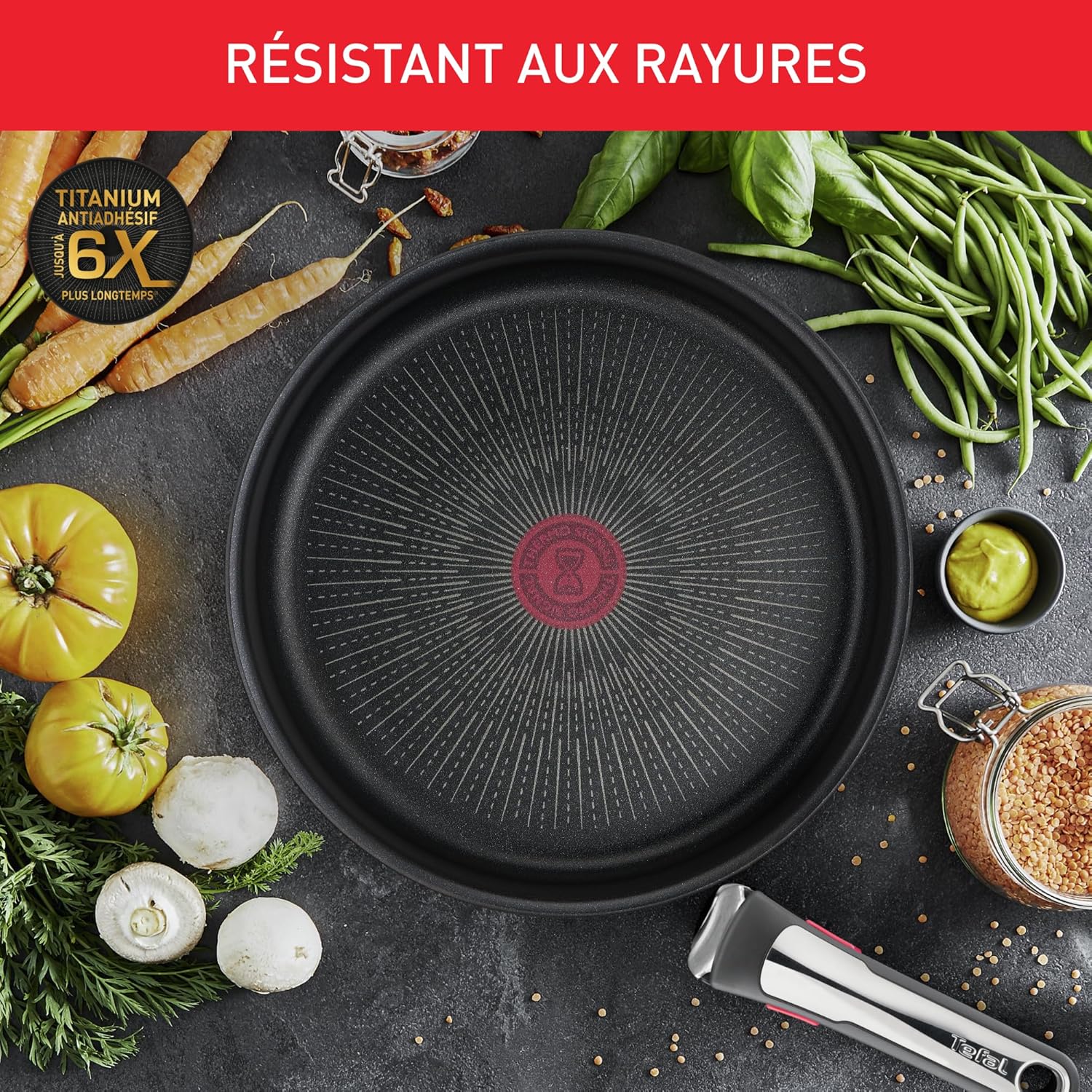 Tefal Ingenio Unlimited On - Juego de 3 Cazos 16/18/20 cm + Mango extraíble | Apto inducción, antiadherentes, revestimiento titanio, Thermo-signal, sin PFOA, apto lavavajillas y horno