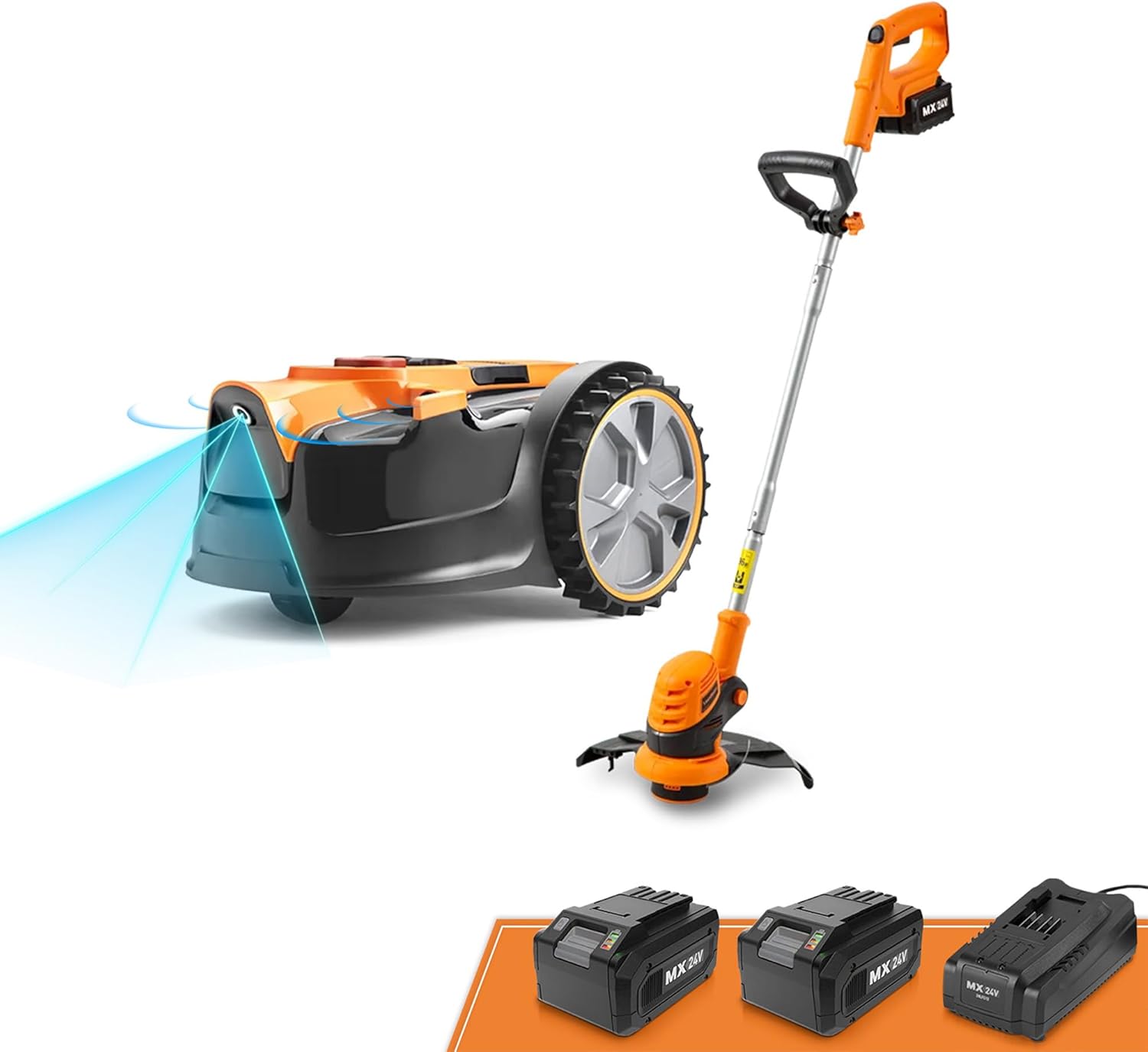 LawnMaster VBRM16 OcuMow™ Robots Electric Lawn Mowers for Gardens of 100 m2 Cut 20-60 mm, Slope 35% with Lithium Ion Battery MX 24V 4.0Ah and Fast Charger