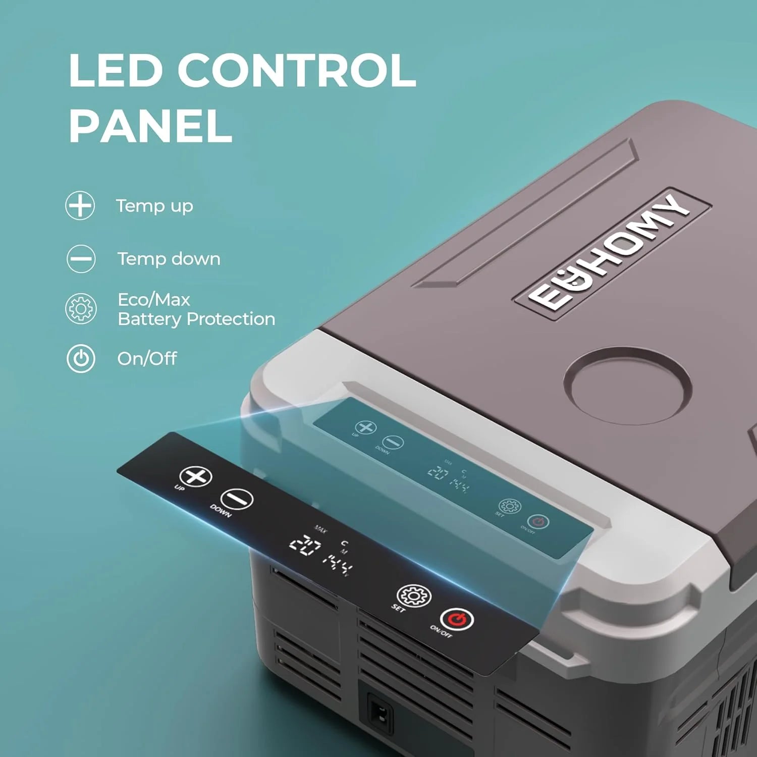 Nevera Eléctrica EUHOMY con Control vía Aplicación – Refrigerador y Congelador Portátil para Coche