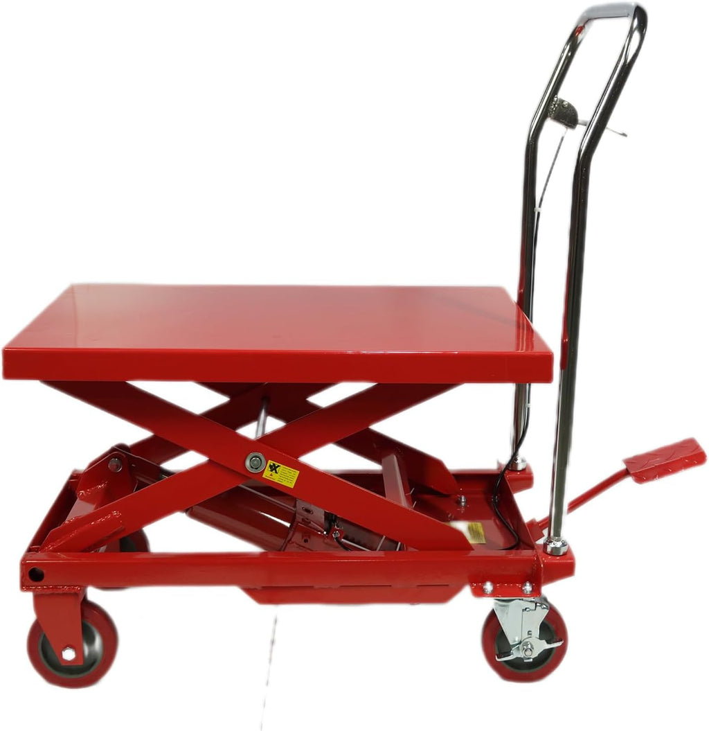2025 Mesa elevadora hidráulica de tijera doble, capacidad 500 lbs, altura de elevación 30", carrito con 4 ruedas y base antideslizante, para manipulación y transporte de materiales
