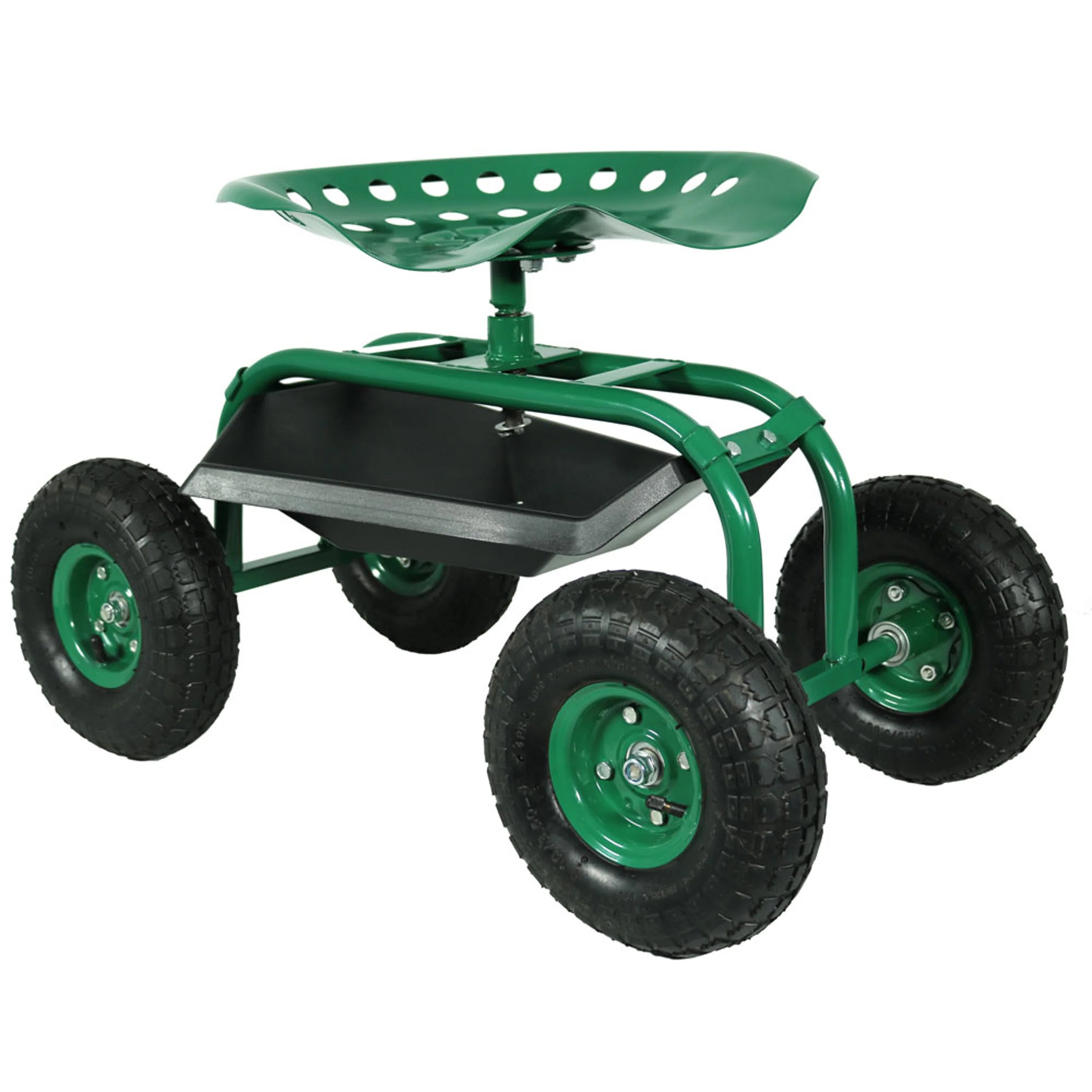 2025 Carrito de Jardín Rodante Sunnydaze con Asiento Giratorio de 360 Grados y Bandeja para Herramientas