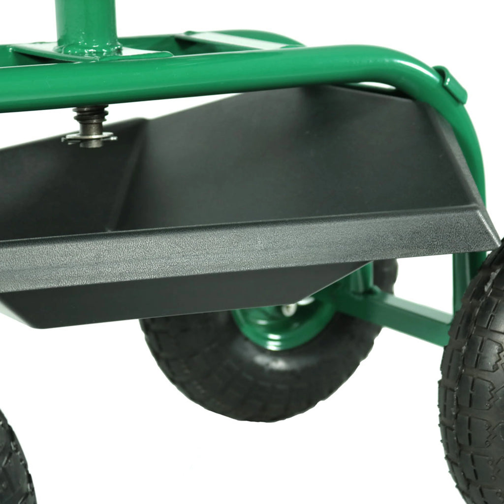 2025 Carrito de Jardín Rodante Sunnydaze con Asiento Giratorio de 360 Grados y Bandeja para Herramientas