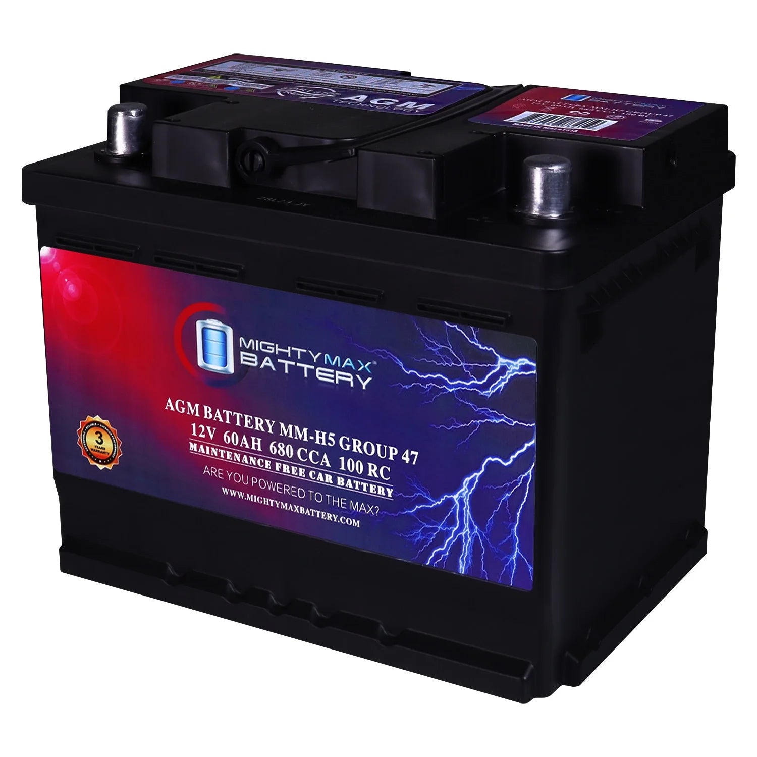 Batería de reemplazo MM-H5 grupo 47, 12V 60AH 100RC 680CCA, compatible con Chevrolet Astra (1999-2008, excepto EE.UU./Canadá).