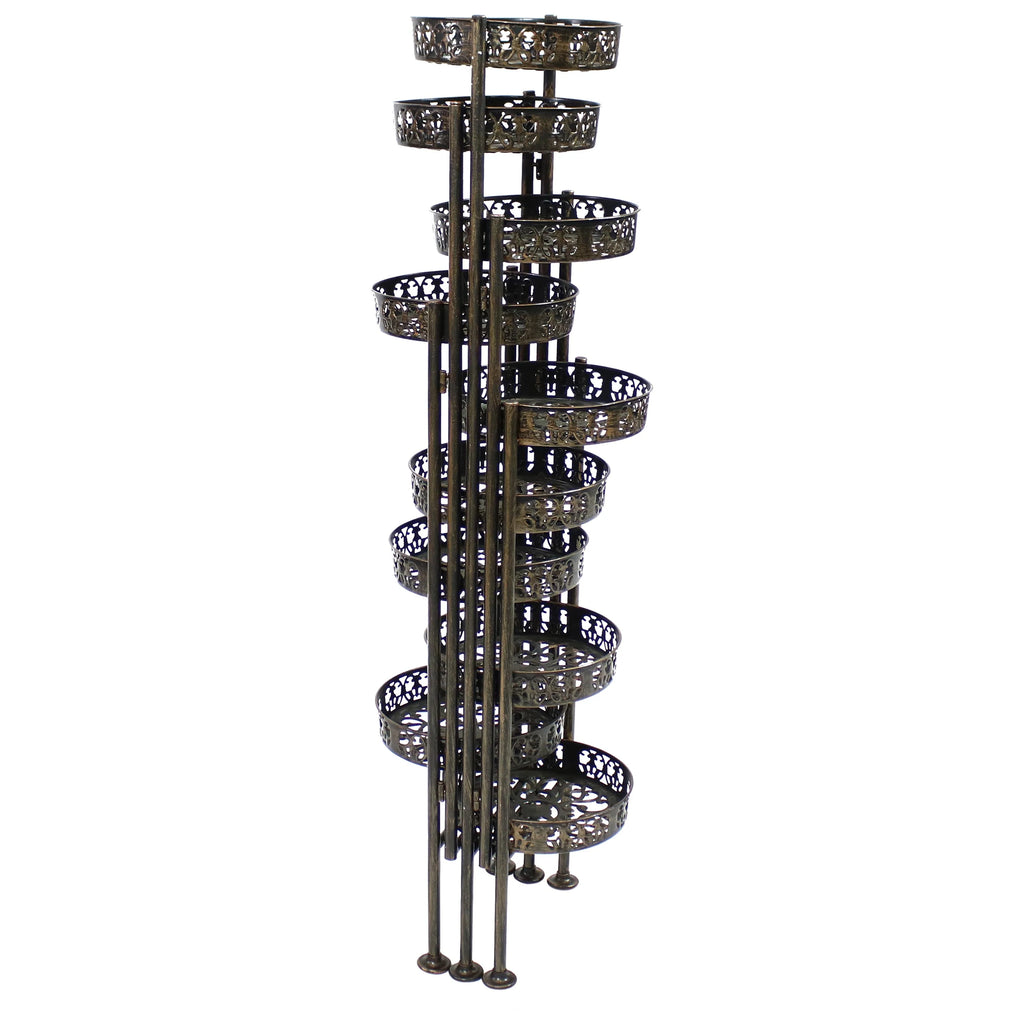 2025 Soporte Plegable para Plantas Sunnydaze de Acero en Bronce con 10 Niveles para Interior y Exterior - Altura 117 cm