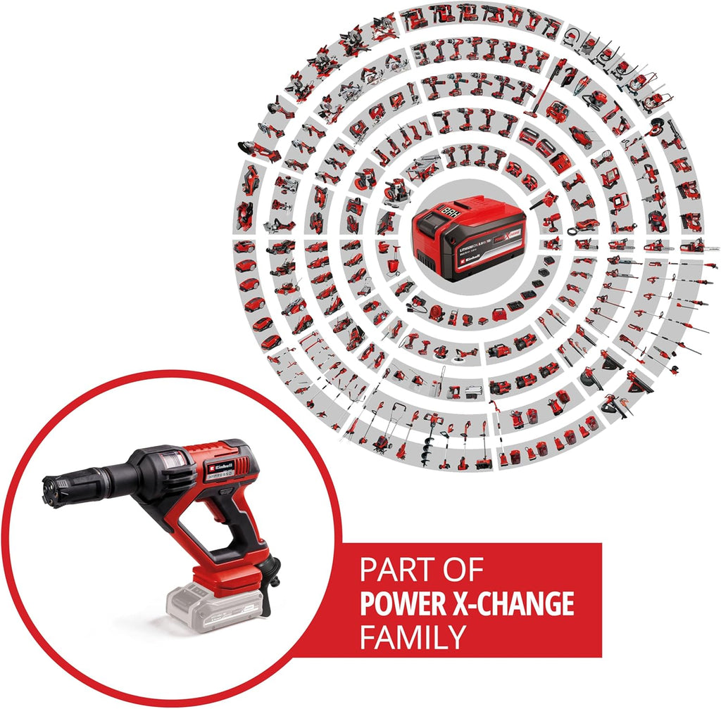 Einhell Pressure Washer Gun with HYPRESSO 18/24.1 Power X-Change Battery (18 V, 24 Bar, Mobile Cleaning and Watering, 240 L/h, Incl. Accessories, Without Battery or Charger)
