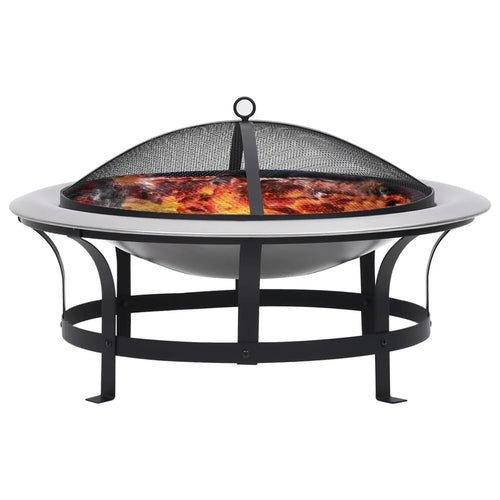 2025 Brasero con rejilla de acero inoxidable de 76 cm, fogón, atizador, pantalla contra chispas