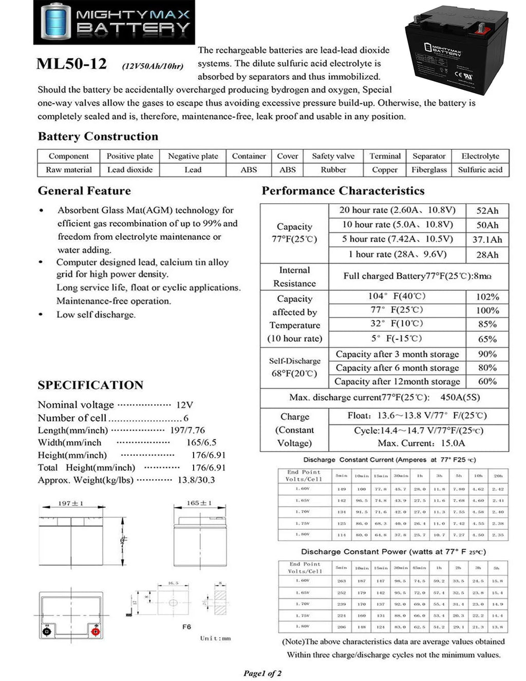2025 Batería de repuesto de 12 V y 50 Ah para Heartway Mystere PF5 y Forsa H10