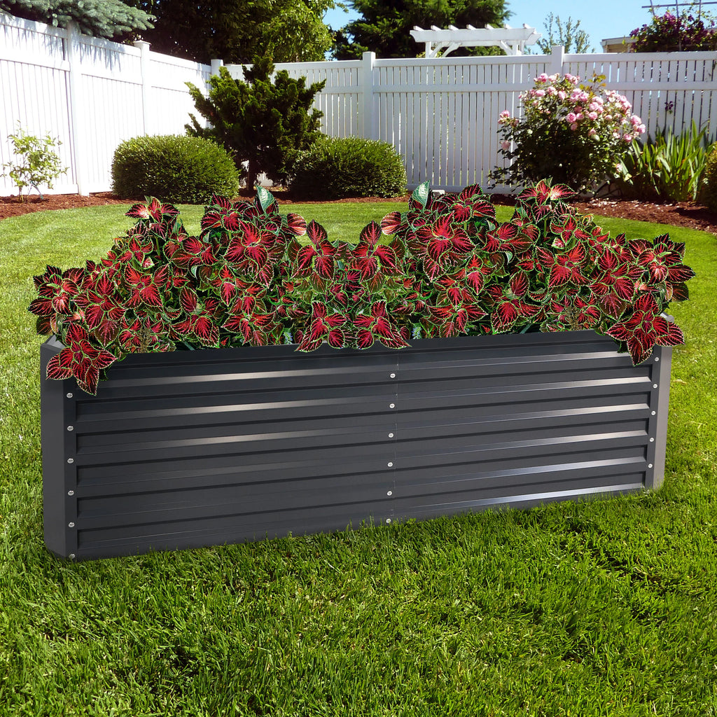 2025 Cama Elevada Rectangular para Jardín Sunnydaze de Acero Galvalume - 180 cm