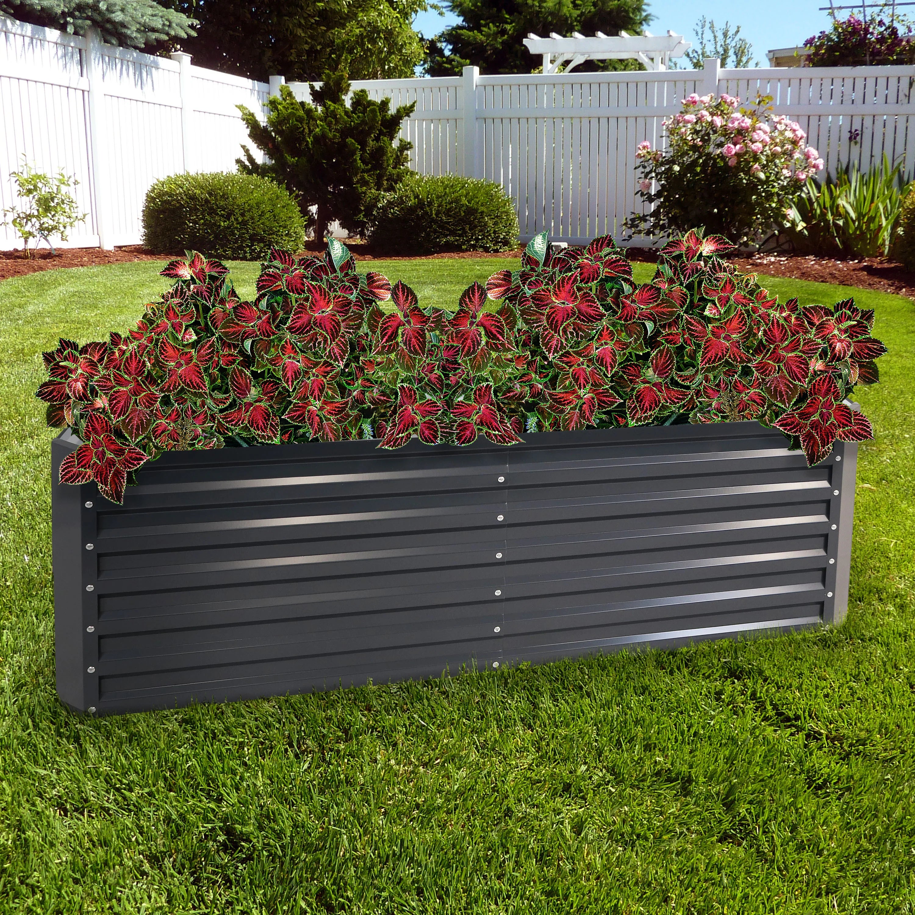 2025 Cama Elevada Rectangular para Jardín Sunnydaze de Acero Galvalume - 180 cm