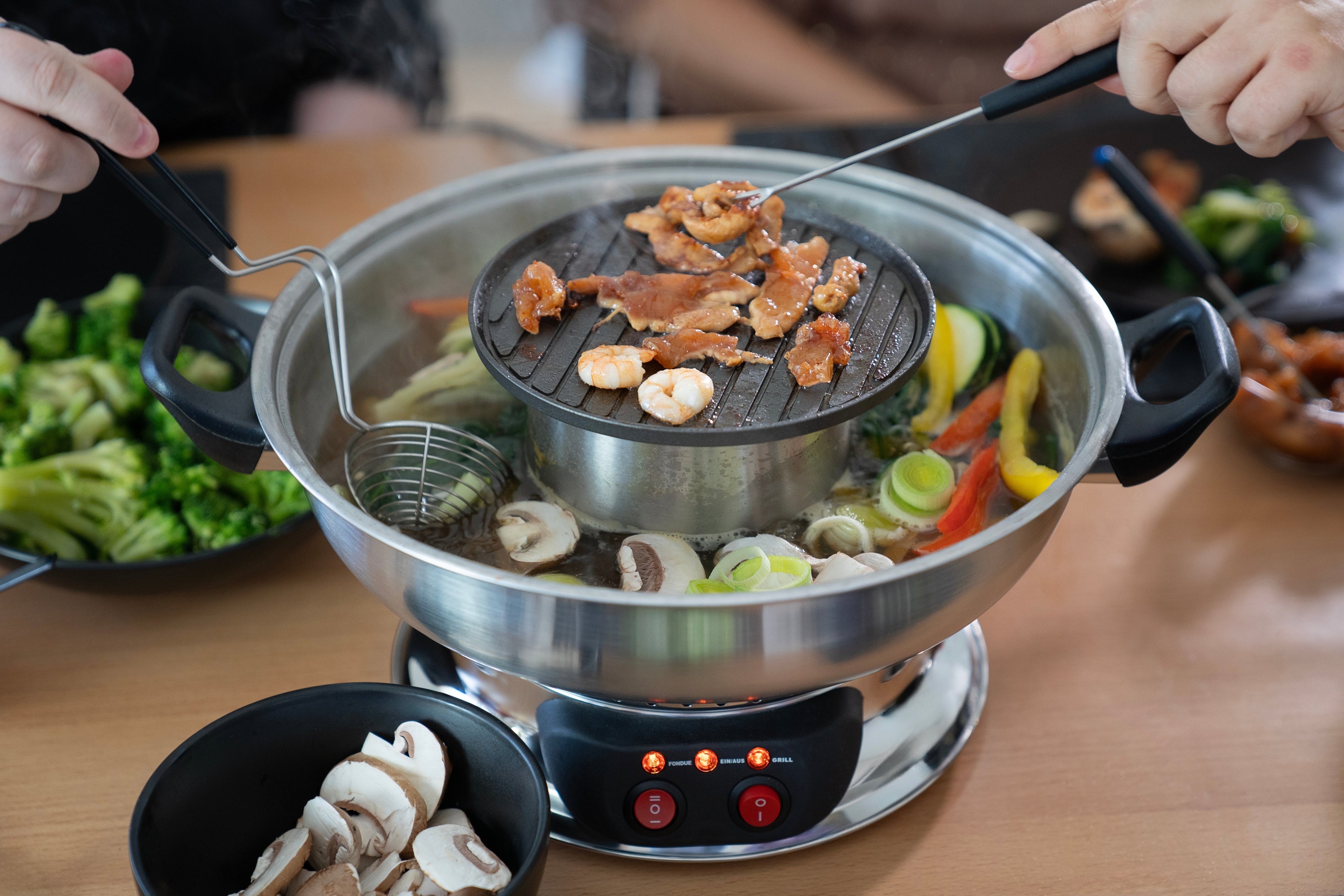 2025 Asia-Fondue – Set eléctrico para fondue de caldo y aceite, temperatura ajustable, accesorios para 6 personas