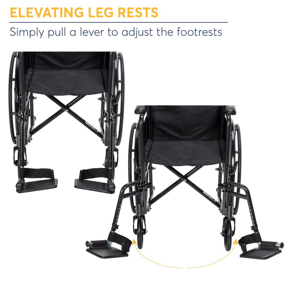 2025 Silla de ruedas Drive Medical Silver Sport 1 con reposabrazos completos y reposapiés removibles y abatibles
