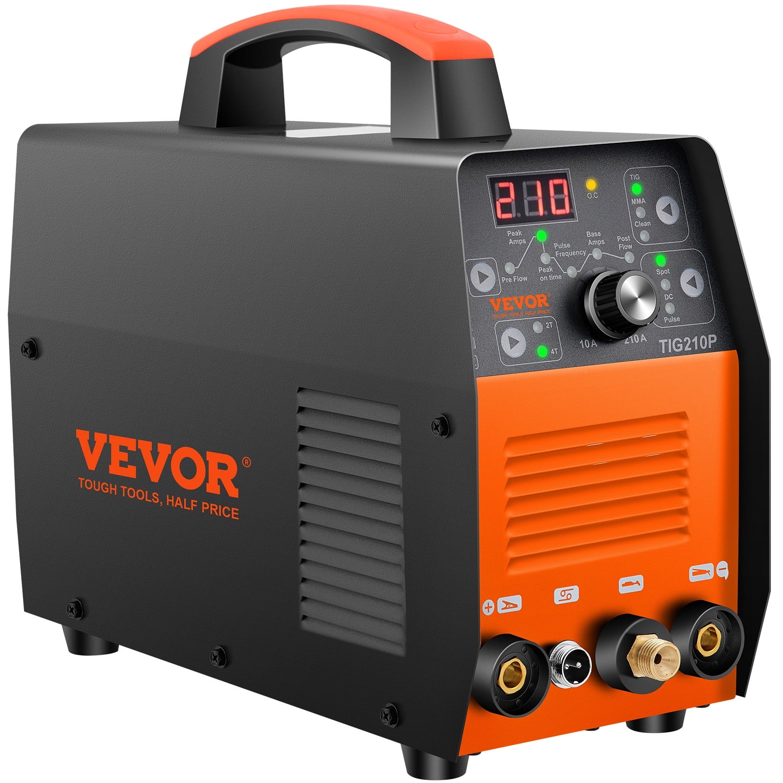 2025 Soldadora TIG VEVOR 210A 110/220V bi-tensión 3-en-1 con pulso, inversor IGBT y antorcha – soldadura TIG/MIG/MMA y limpieza para acero inoxidable, hierro, cobre y níquel