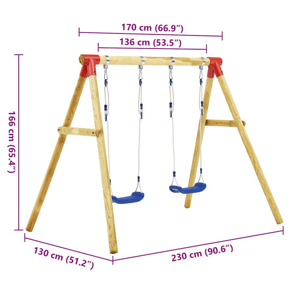 Columpio De Madera De Pino 230x130x166 Cm Vidaxl