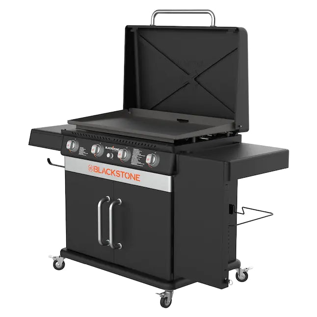 Mesa de Cocina Blackstone de 36" con Parrilla Plana, Parrilla de Gas Propano con 4 Quemadores y Mesa Lateral