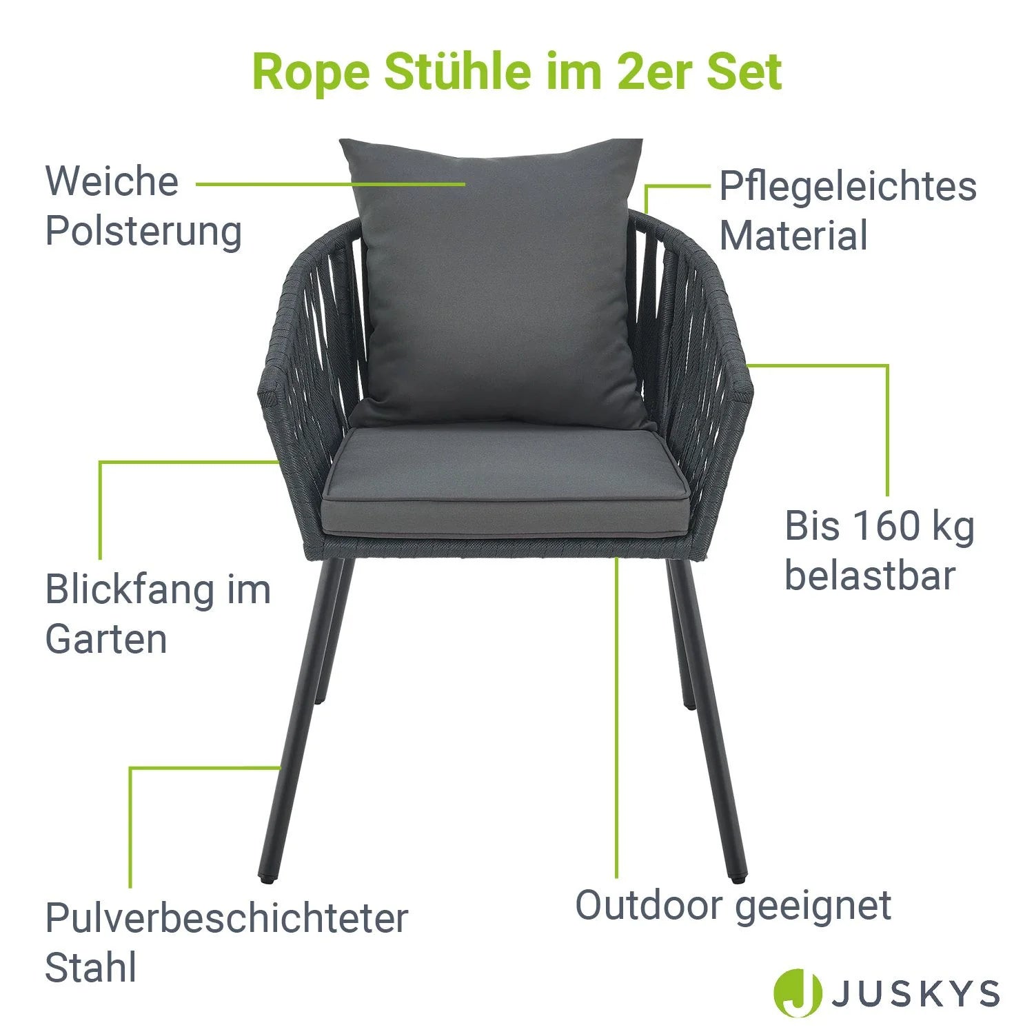 2025 Juego de 2 sillas Rope – Elegancia y confort para tu espacio exterior