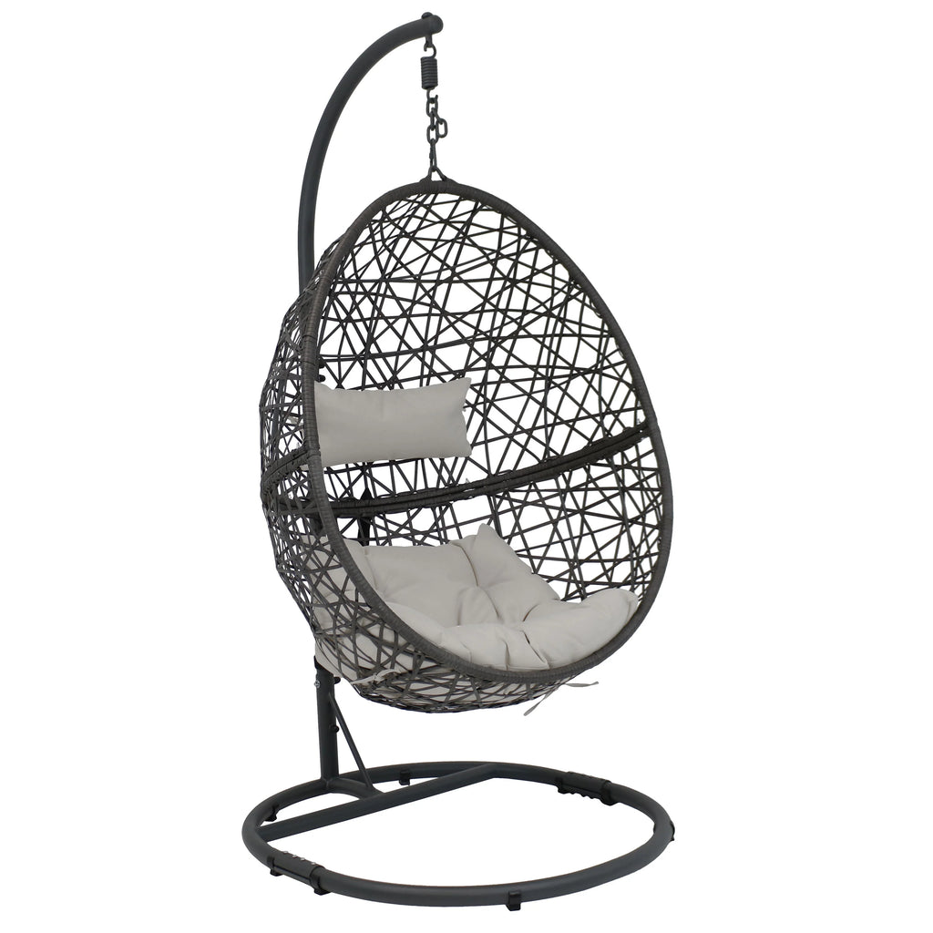 2025 Silla Colgante Sunnydaze Caroline en Forma de Huevo con Estructura de Acero y Cojín