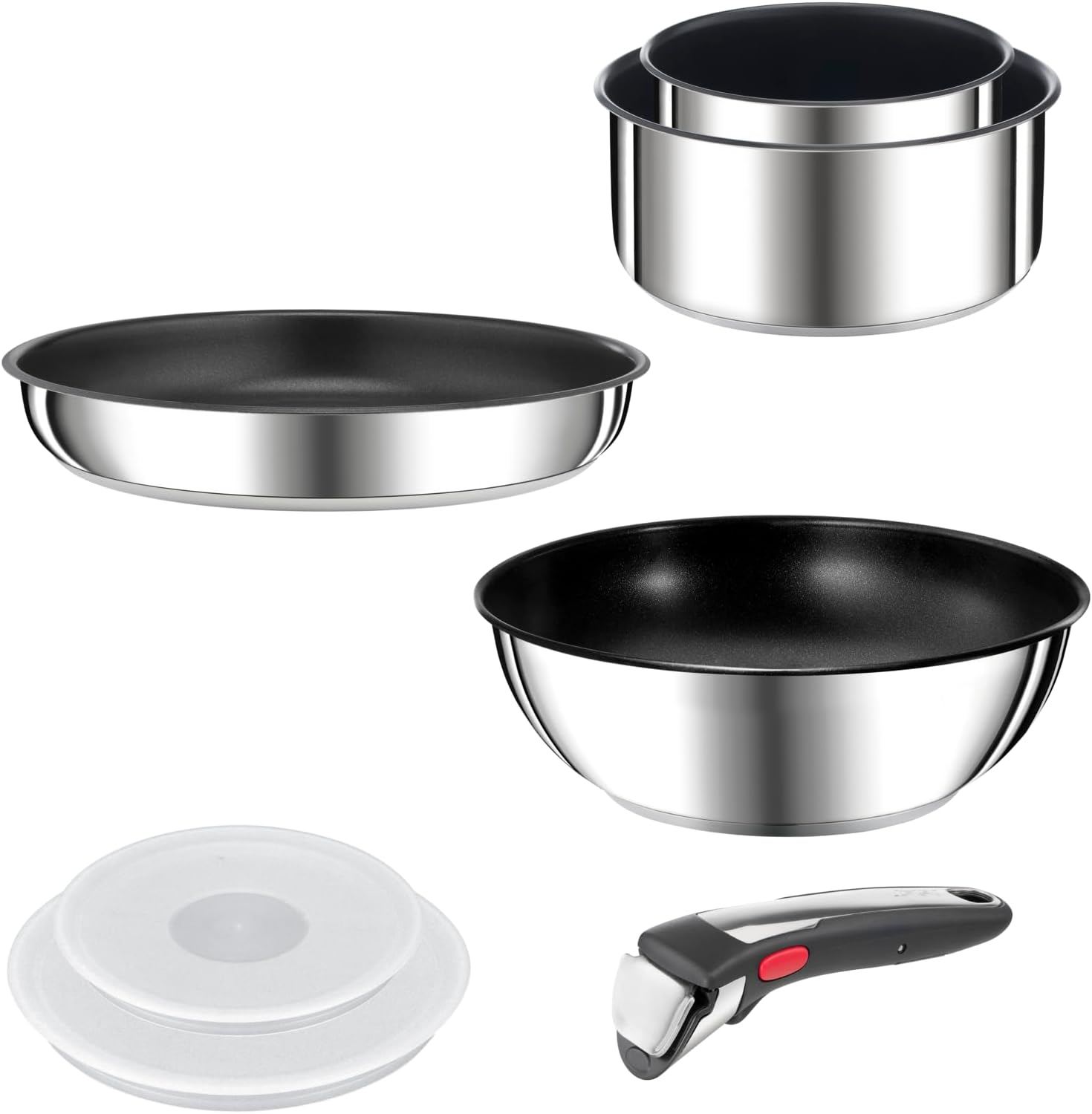 Tefal Ingenio Preference On Set of 2 Frying Pans 24/28 cm + 2 Saucepans 16/20 cm + 24 cm Pot + 26 cm Wok + 2 Removable Handles + 5 Accessories | Induction Safe, Non-Stick, PFOA Free