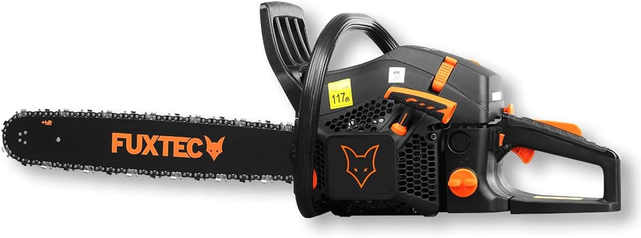 FUXTEC Motosierra Gasolina FX-KS262 de 2,85kw - con espada de 20'', longitud de corte 46 cm- 61,5cc - Easy-Start - incl. Protección de la espada y bolsa de transporte