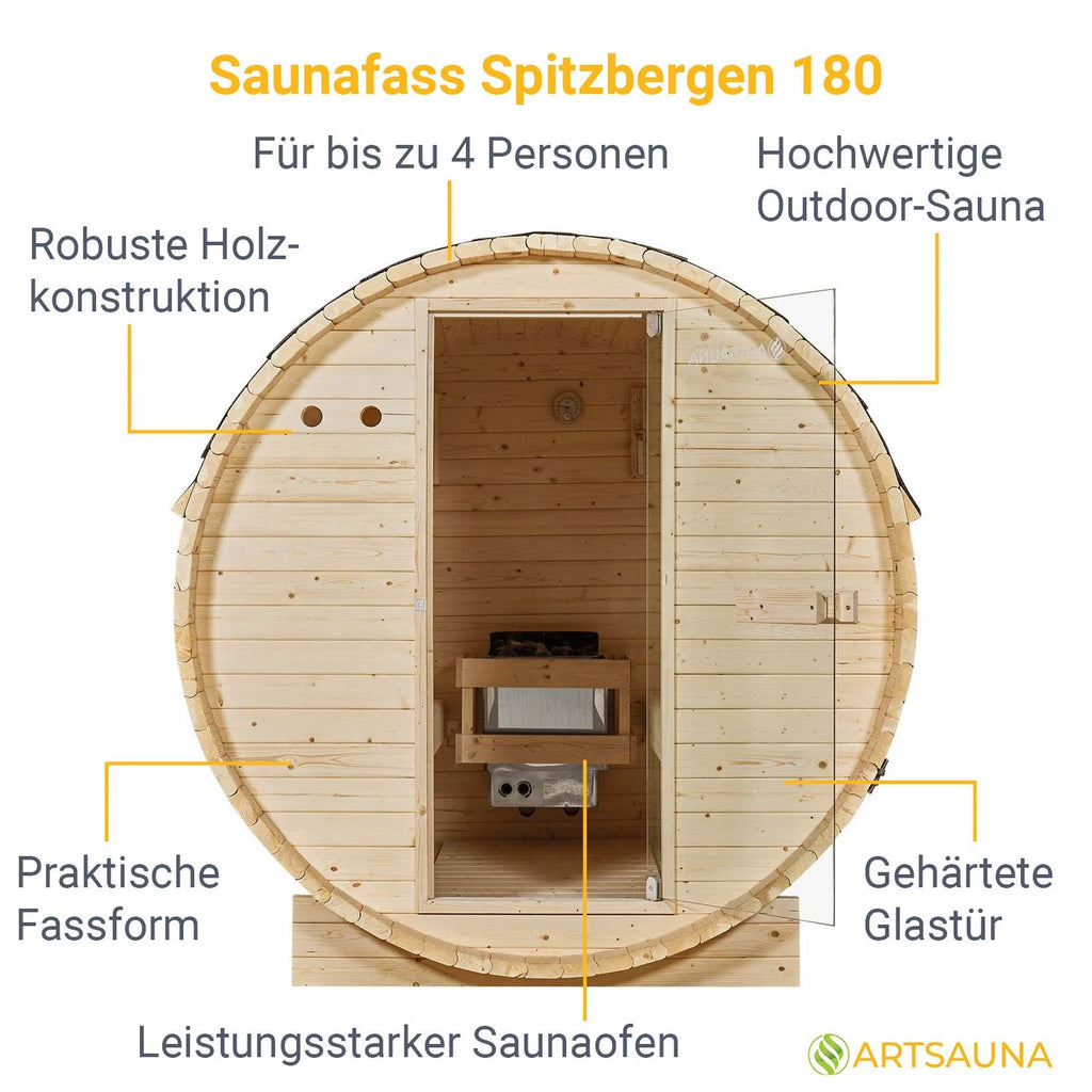2025 Sauna barril Spitzbergen con estufa de sauna