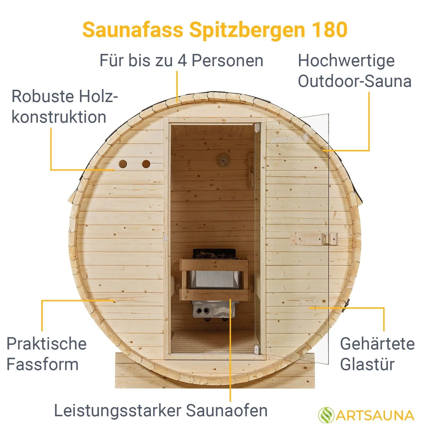 2025 Sauna barril Spitzbergen con estufa de sauna