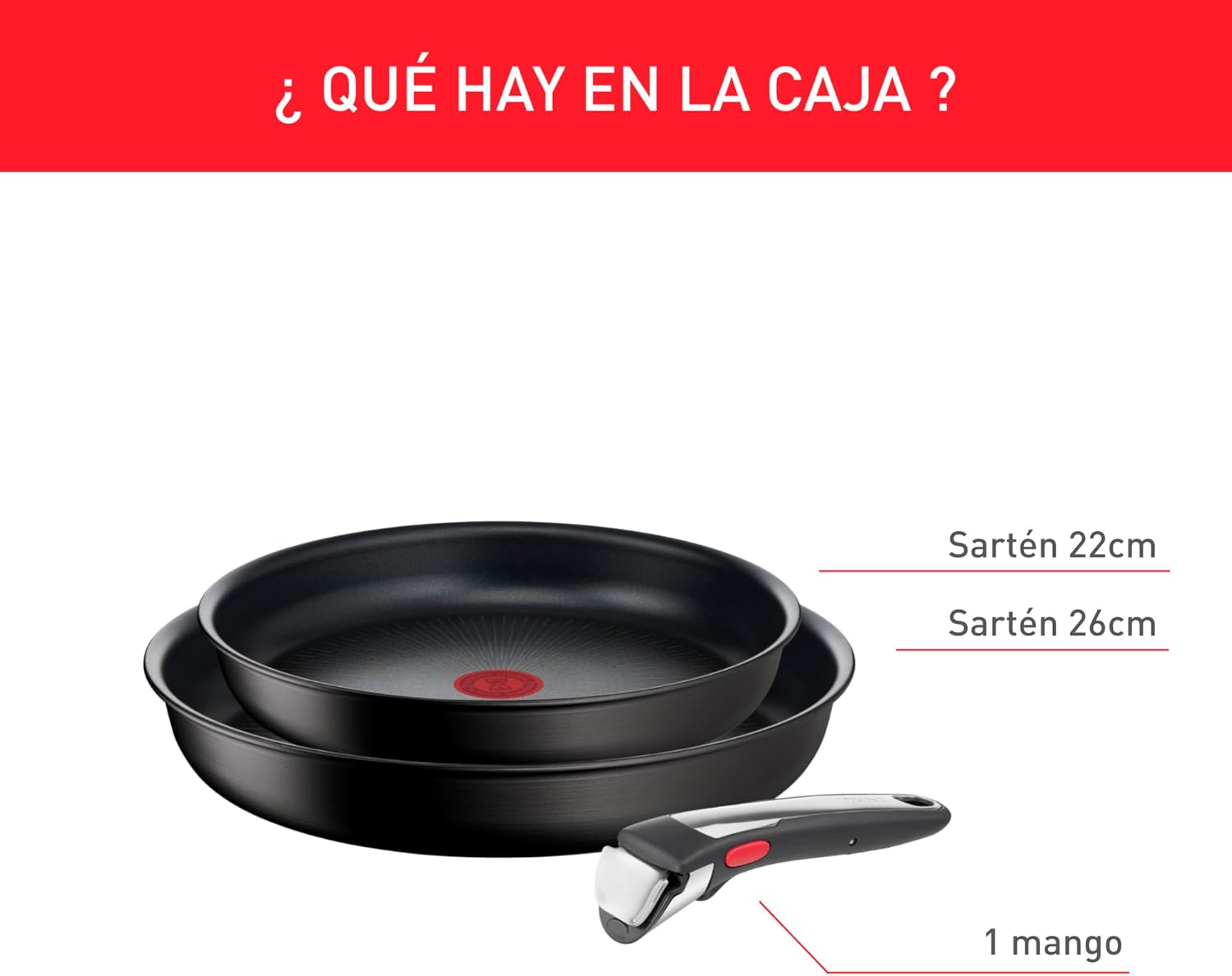 Tefal Ingenio Unlimited On - Juego de 3 Cazos 16/18/20 cm + Mango extraíble | Apto inducción, antiadherentes, revestimiento titanio, Thermo-signal, sin PFOA, apto lavavajillas y horno