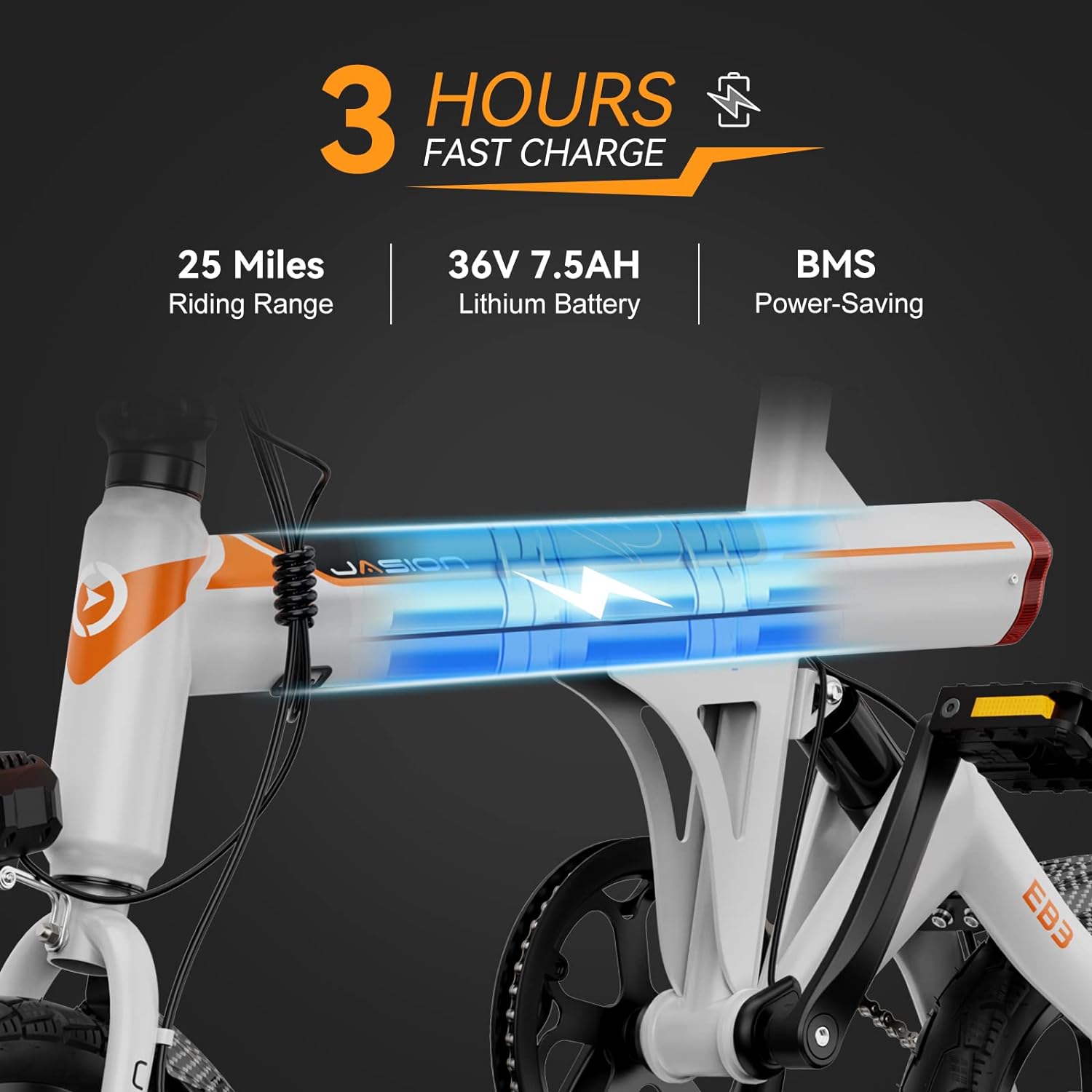 Bicicleta eléctrica EB3 para adultos, velocidad hasta 34 km/h, motor potente de 500W, batería de 270Wh, suspensión trasera, 3 niveles de asistencia, bicicleta plegable de 14 pulgadas para adultos y adolescentes, conforme a UL2849