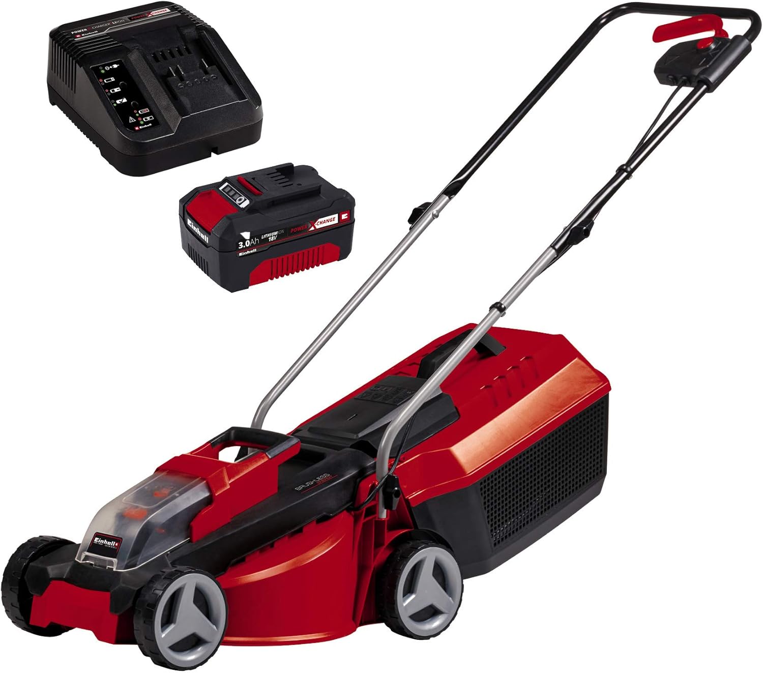 Einhell GE-CM 18/30 Li Battery Powered Lawn Mower Kit Power X-Change (18 V, 30 cm Cutting Width, Up to 150 m², Brushless, 25L Collecting Bag, 30-70 mm Cutting Height, with 3.0 Ah Battery and Charger)