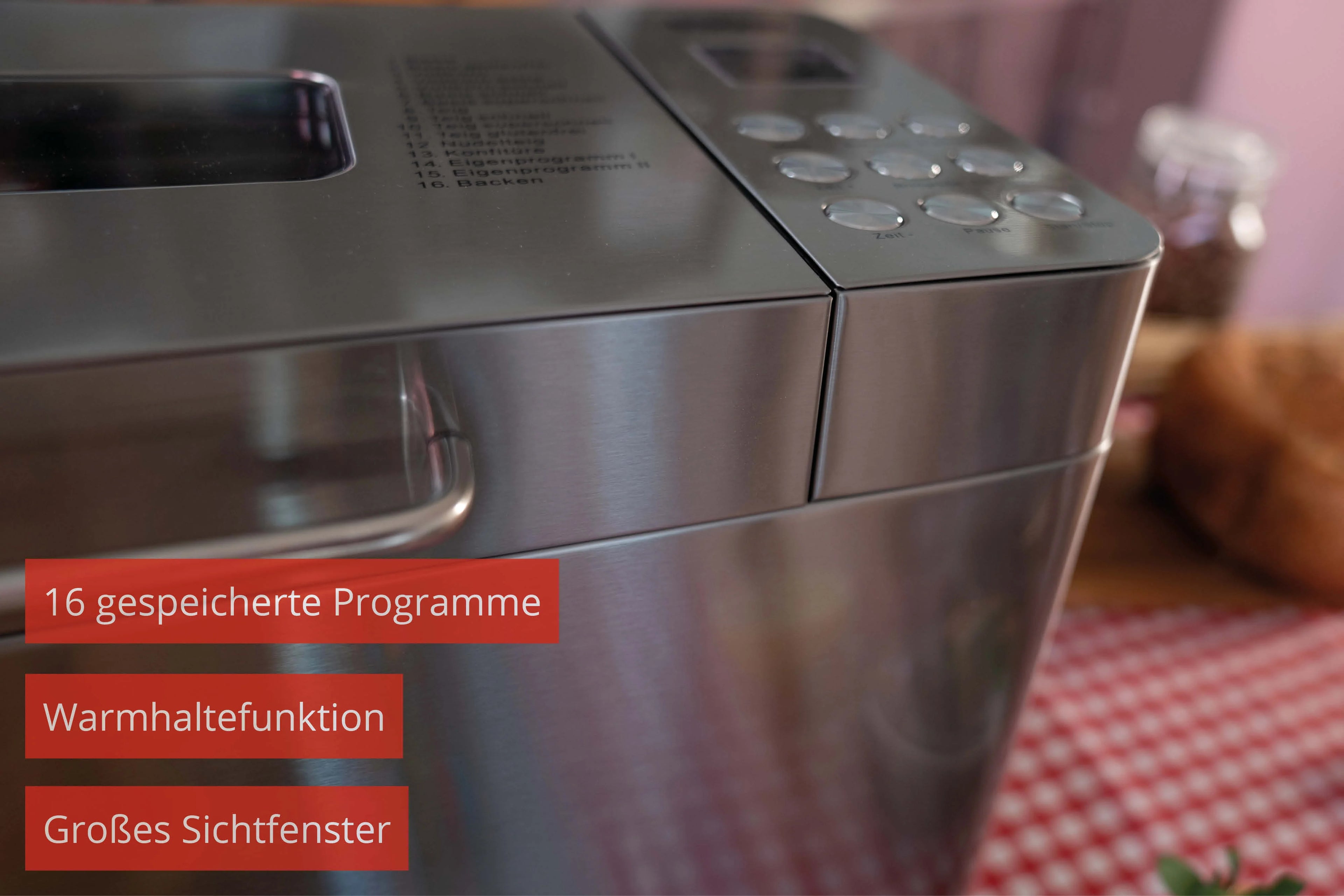 2025 Máquina de pan Backmeister® Edel de acero inoxidable, 550 W, 16 programas automáticos