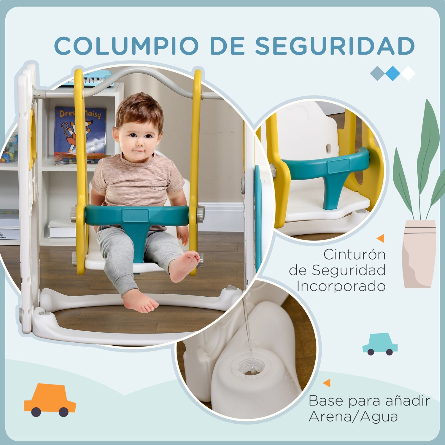 Tobogán Infantil 6 En 1 Con Columpio Y Tobogán Multicolor