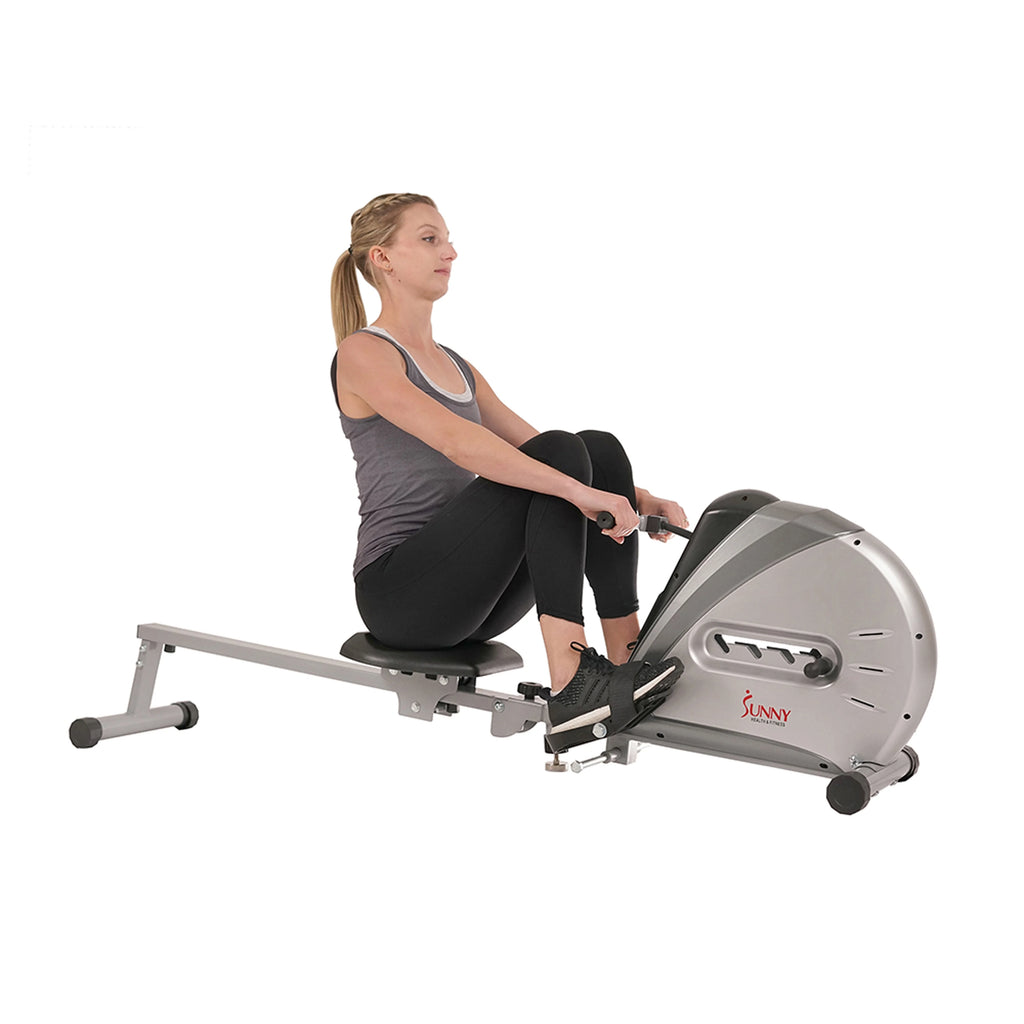 Remo con cuerda elástica Sunny Health & Fitness, pantalla LCD para un entrenamiento completo en casa, modelo SF-RW5606.