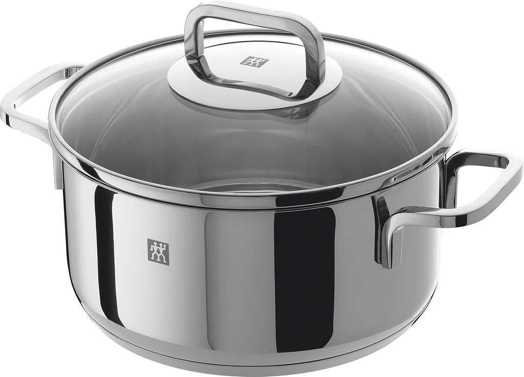 ZWILLING 5-Piece Cookware Set, 4 Lids, Suitable for Induction, Stainless Steel, Passion, Bright Grey, Diameter 16 cm, Diameter 20 cm, Diameter 24 cm, Diameter 28 cm