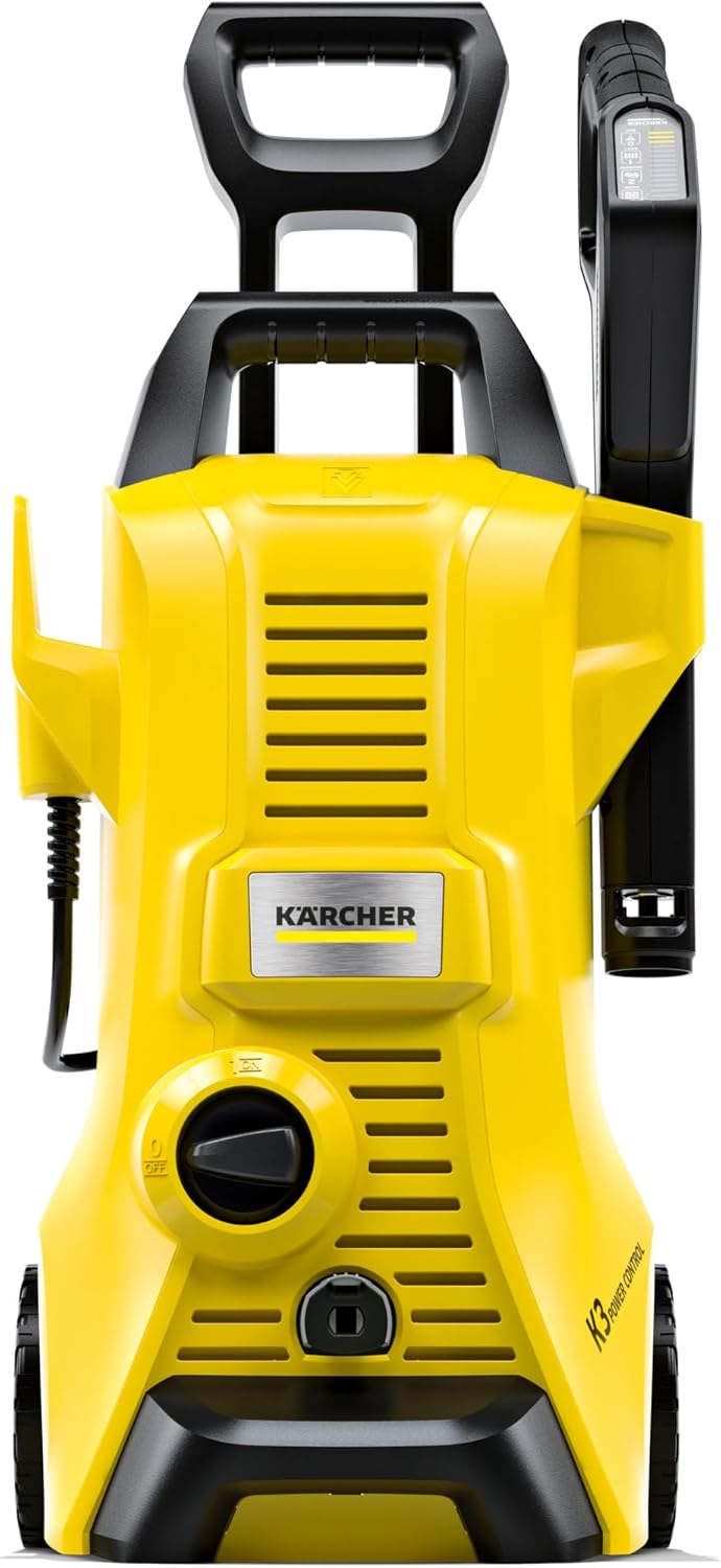Kärcher K 3 Power Control pressure washer, pressure: 120 bar, flow rate: 380 l/h, yield: 25 m²/h, water filter, weight: 4.4 kg, high-pressure gun and hose, lance, turbo nozzle