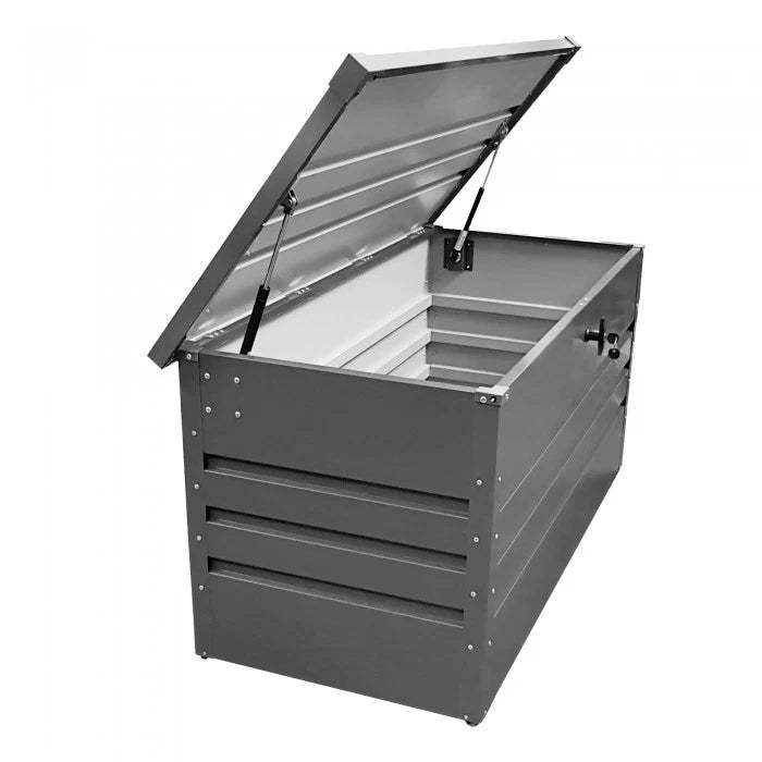 2025 Cofre de jardín de metal – 400 L – Caja de almacenamiento con tapa